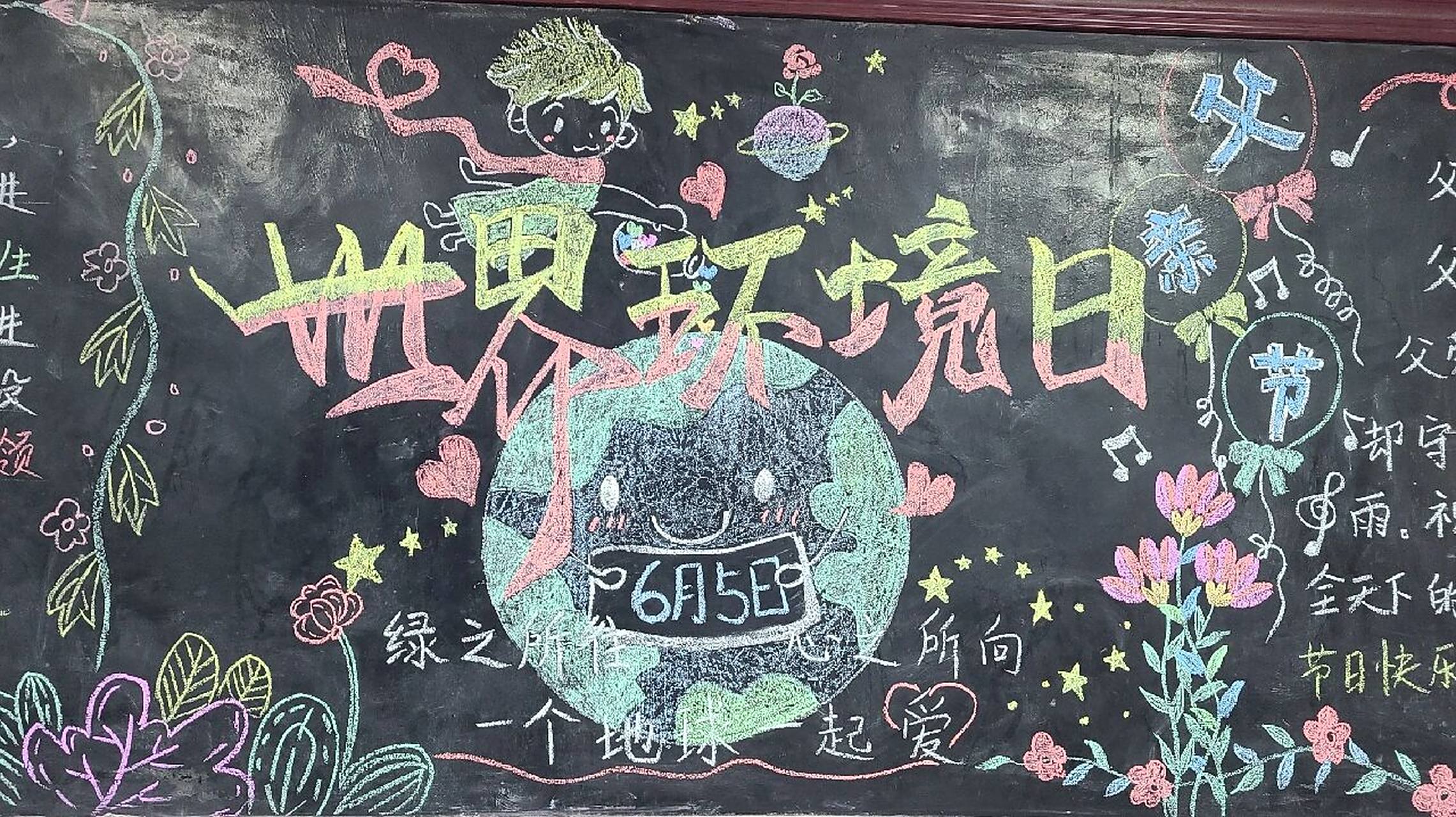 世界环境日&父亲节黑板报分享 绿之所往,心之所向,一个地球,一起爱!