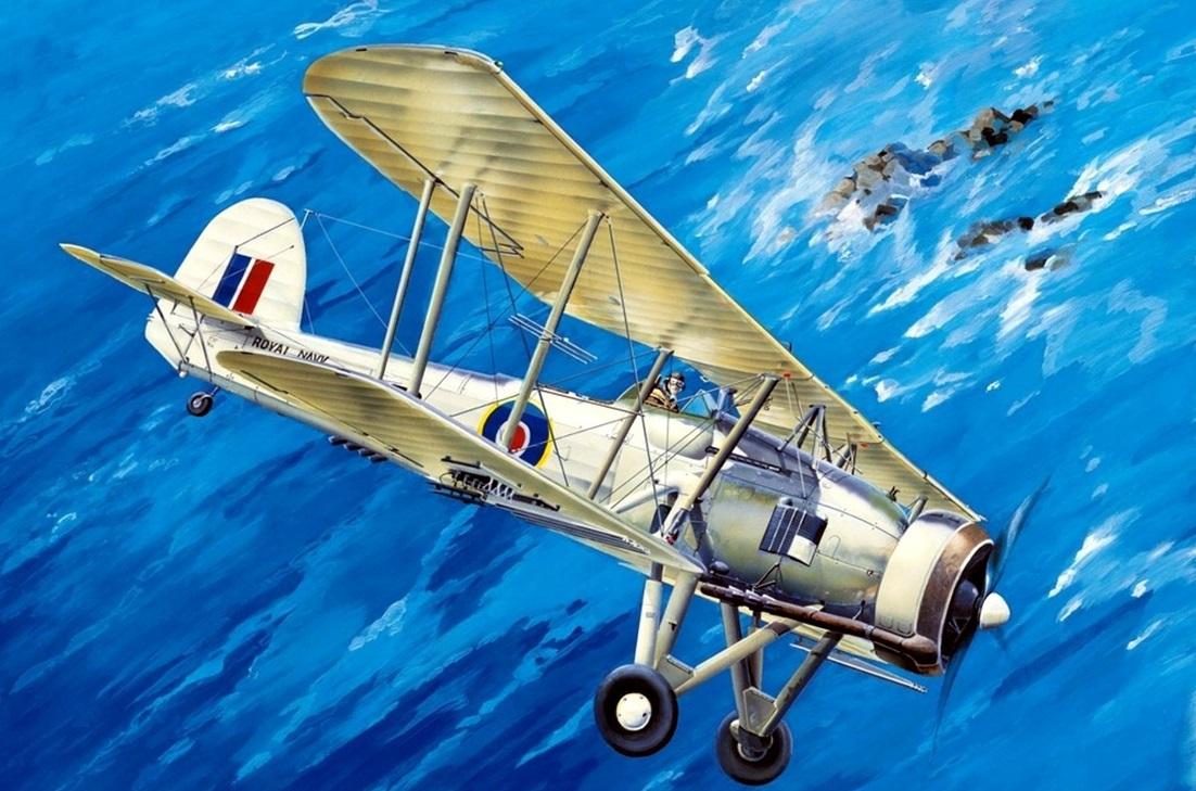 二战英国鱼雷轰炸机之剑鱼,三人机组翱翔海空,航程1700千米,最高时速