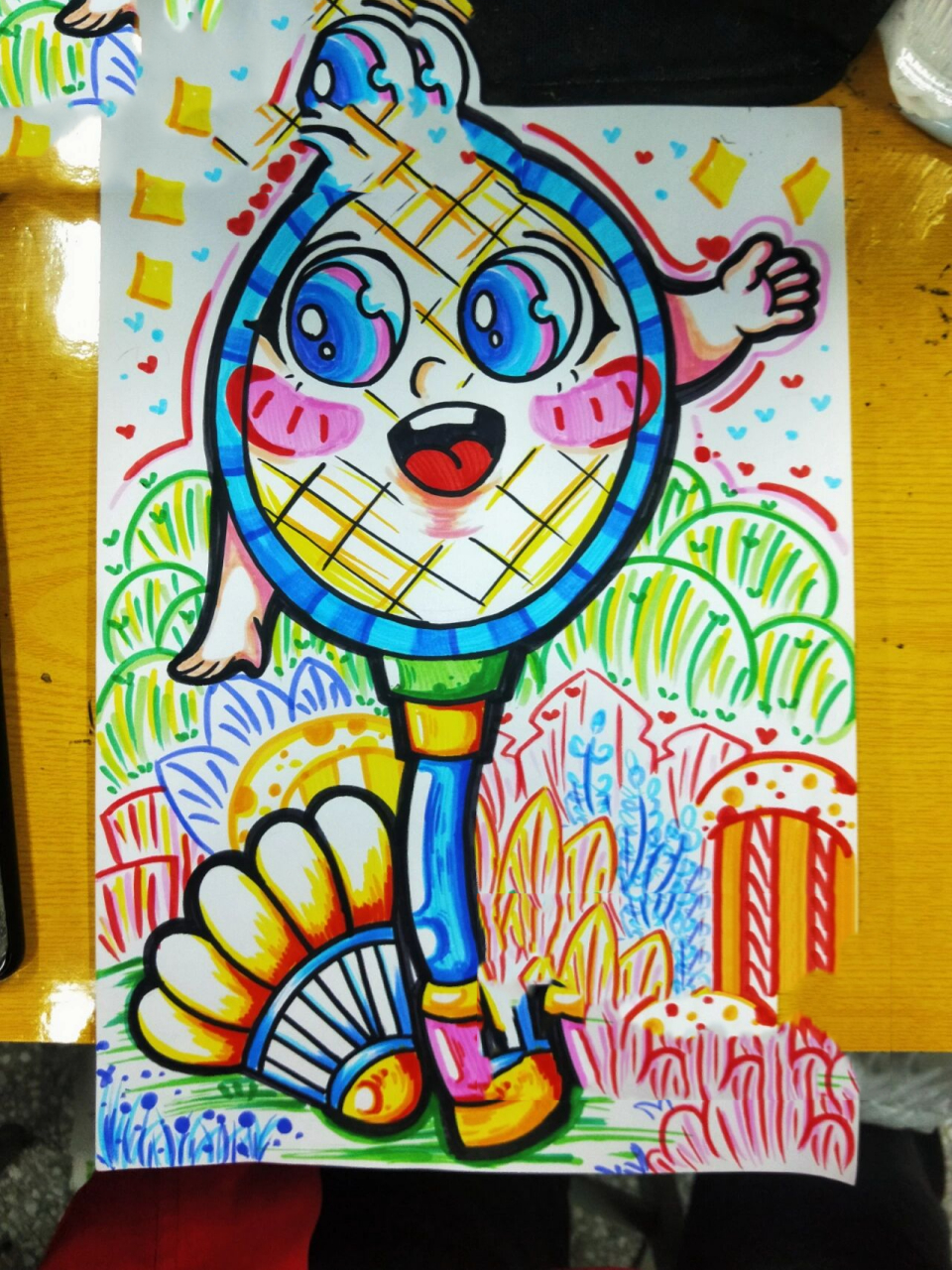 学前教育简笔画羽毛球拍拟人96 学前教育简笔画羽毛球拍拟人
