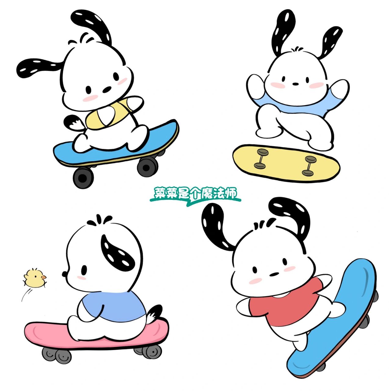 滑滑板的帕恰狗超酷!简笔画头像 壁纸