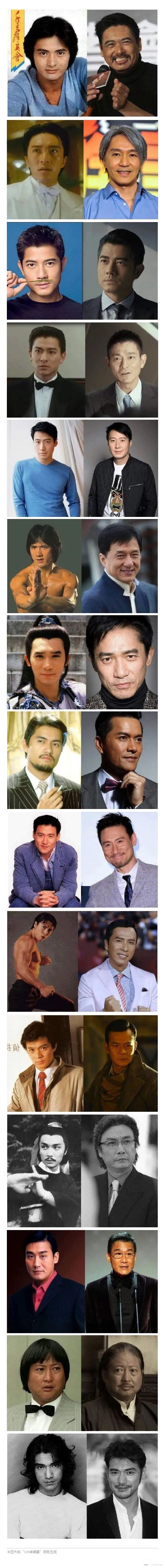 这组图是一些大家熟悉的港台男明星,30年的变化,这样一比较,有的人还