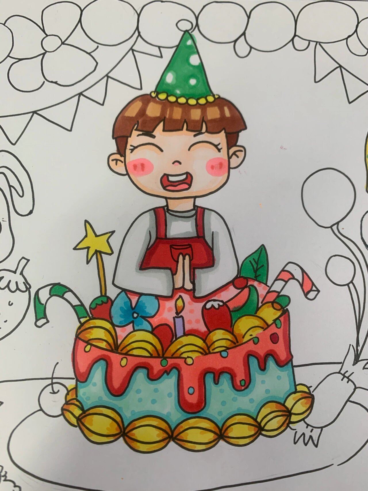 儿童画|《生日快乐》生日主题画