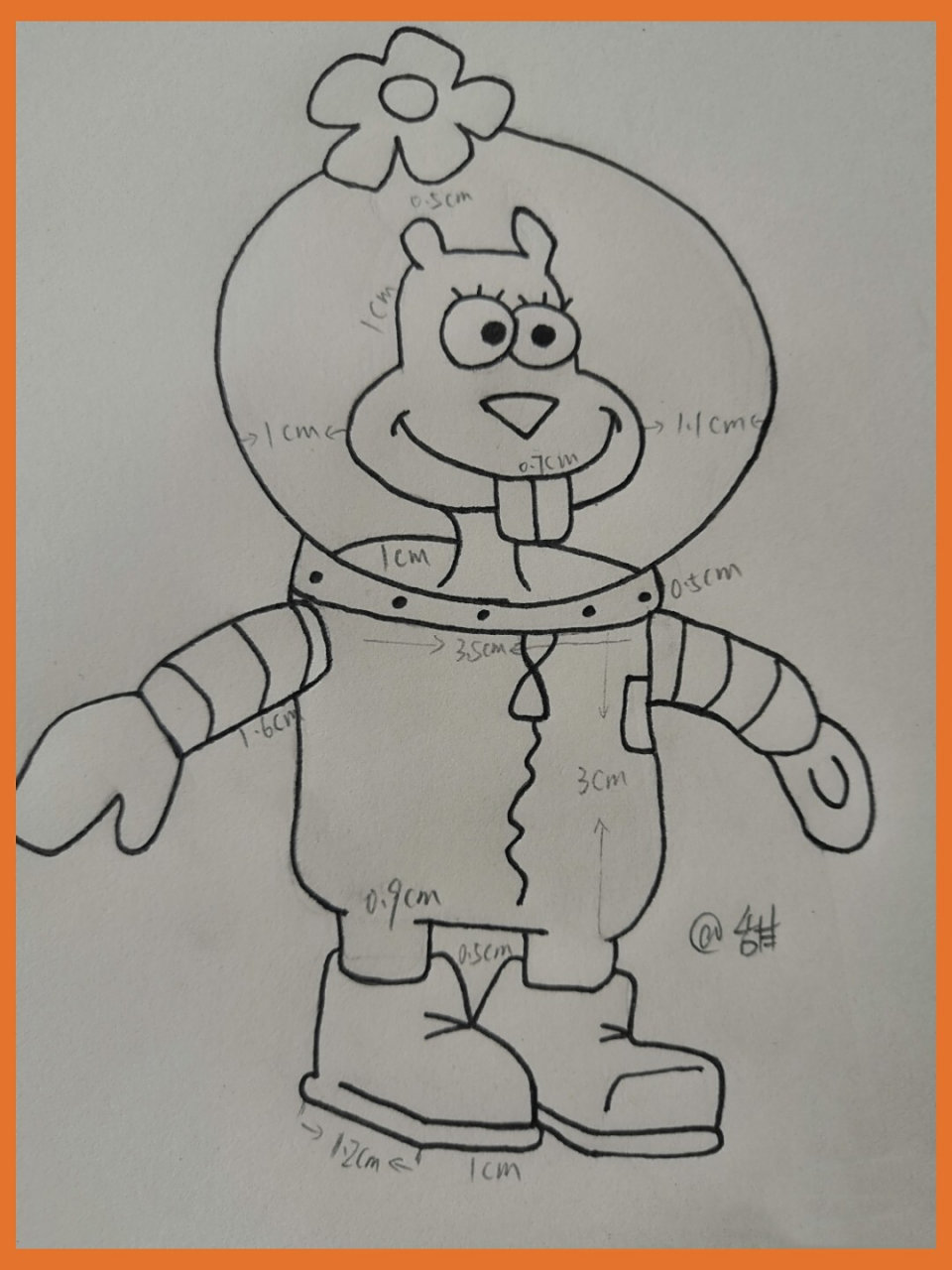简笔画|海绵宝宝珊迪呀(附步骤 我也喜欢你,珊迪,嘿呀!