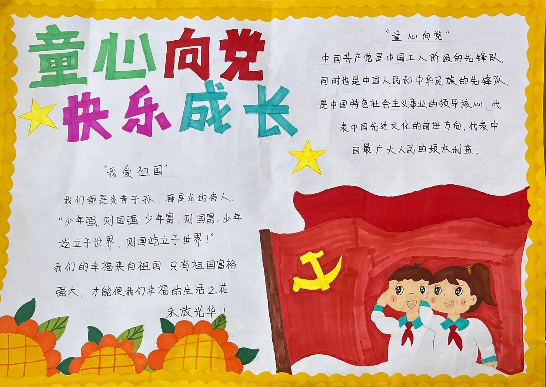 童心向党主题手抄报 童心向党 快乐成长9899