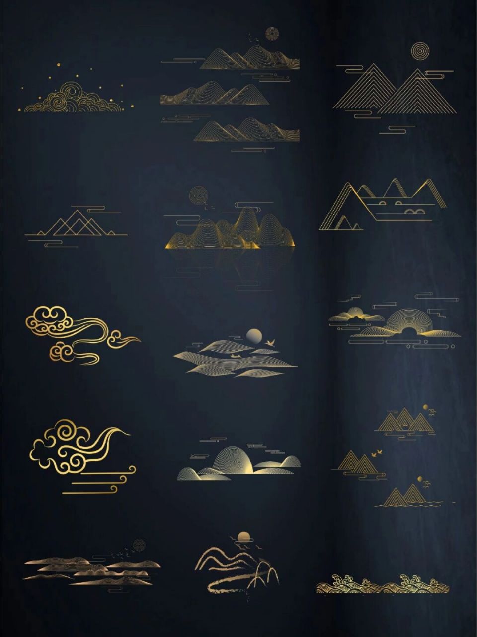 97素材库|国风鎏金山纹云纹免抠png素材 99本期是实用素材大合集