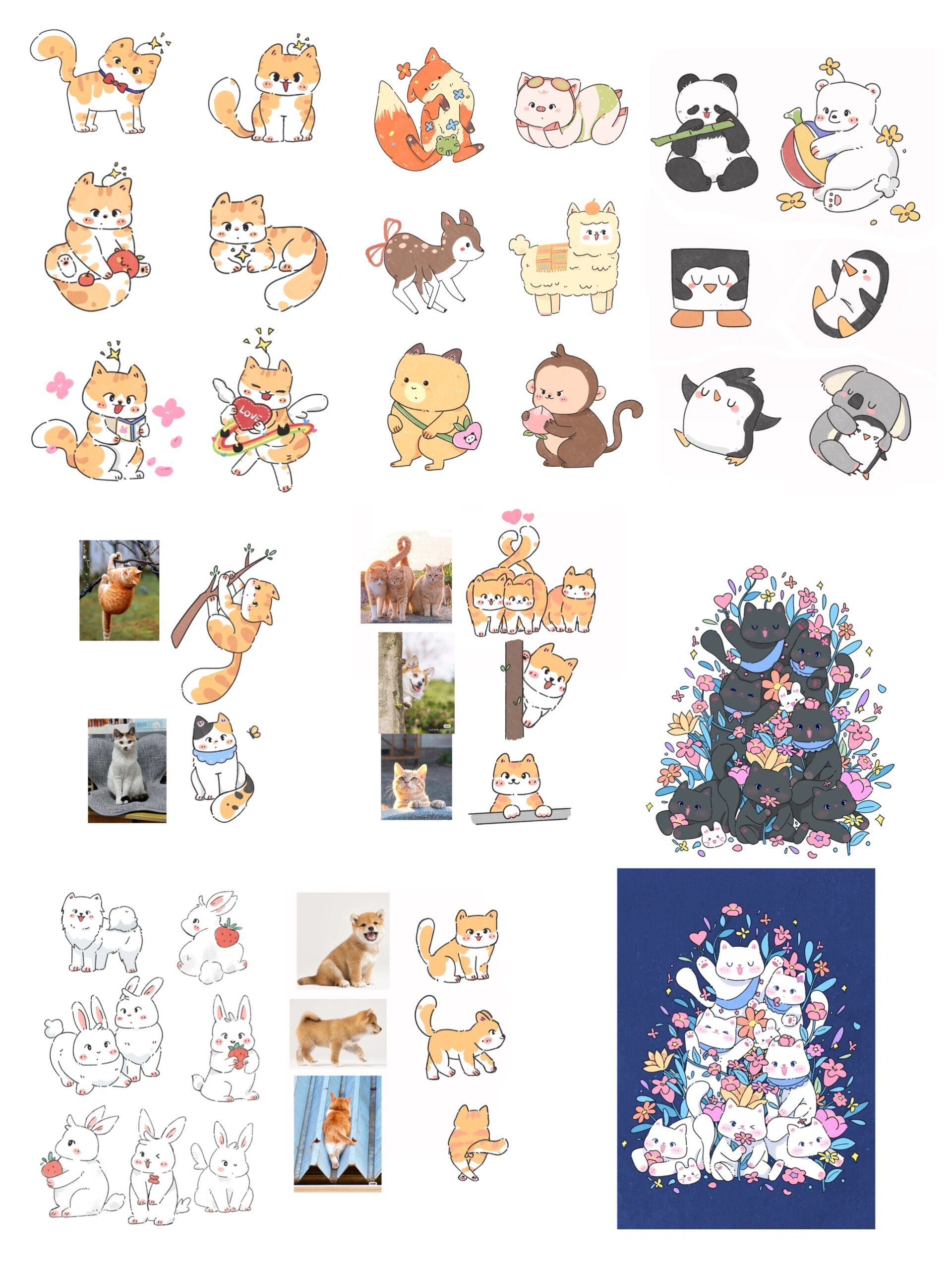 动物速写合集:小猫小狗小兔子,有你喜欢的吗