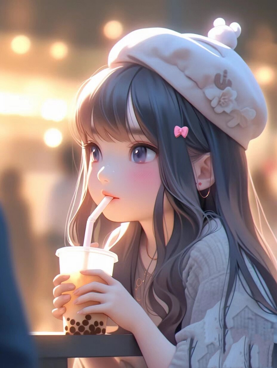 喝奶茶的头像,好可爱