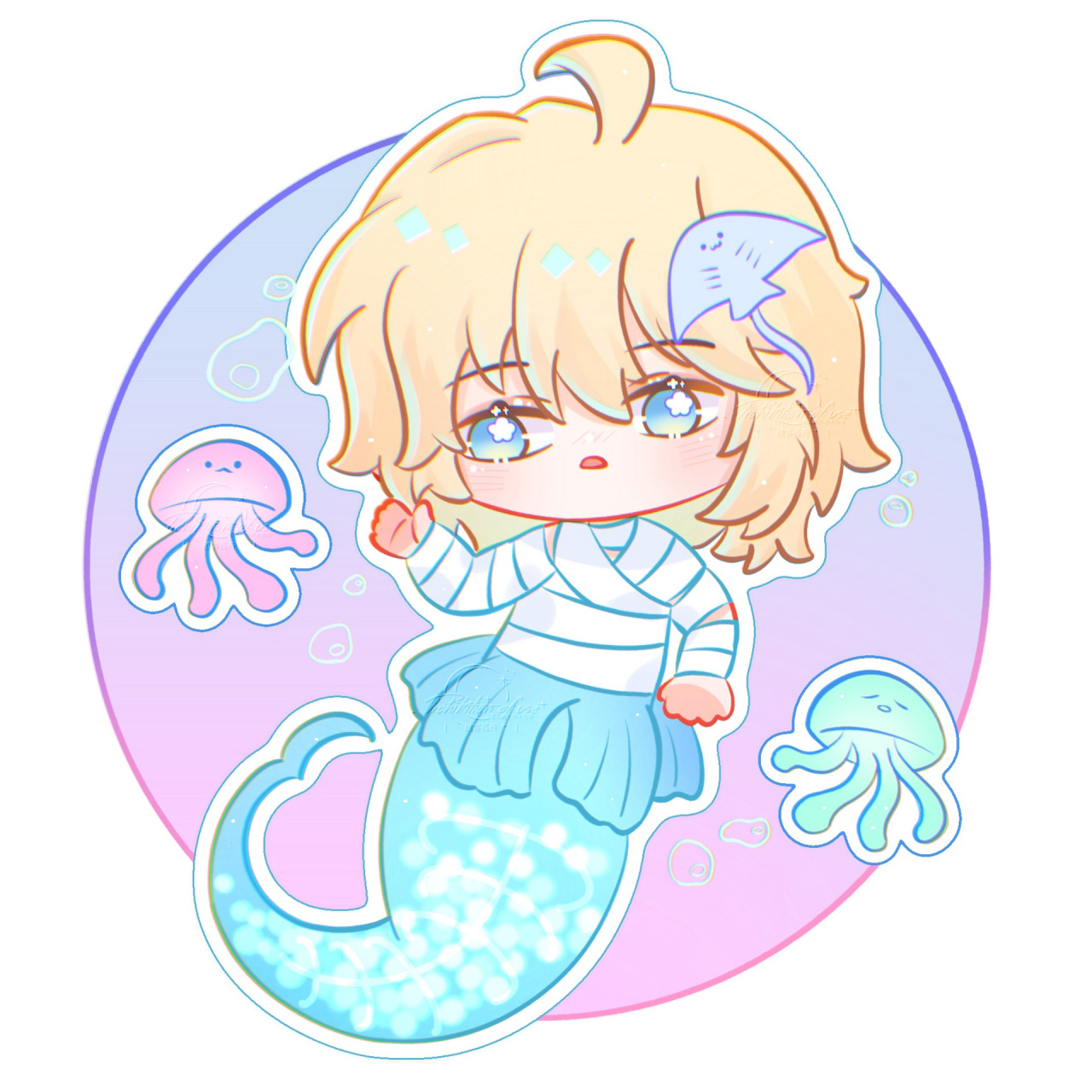 兰波|人鱼陷落|麟潜|abo|q版|可爱 摸一只波波鱼