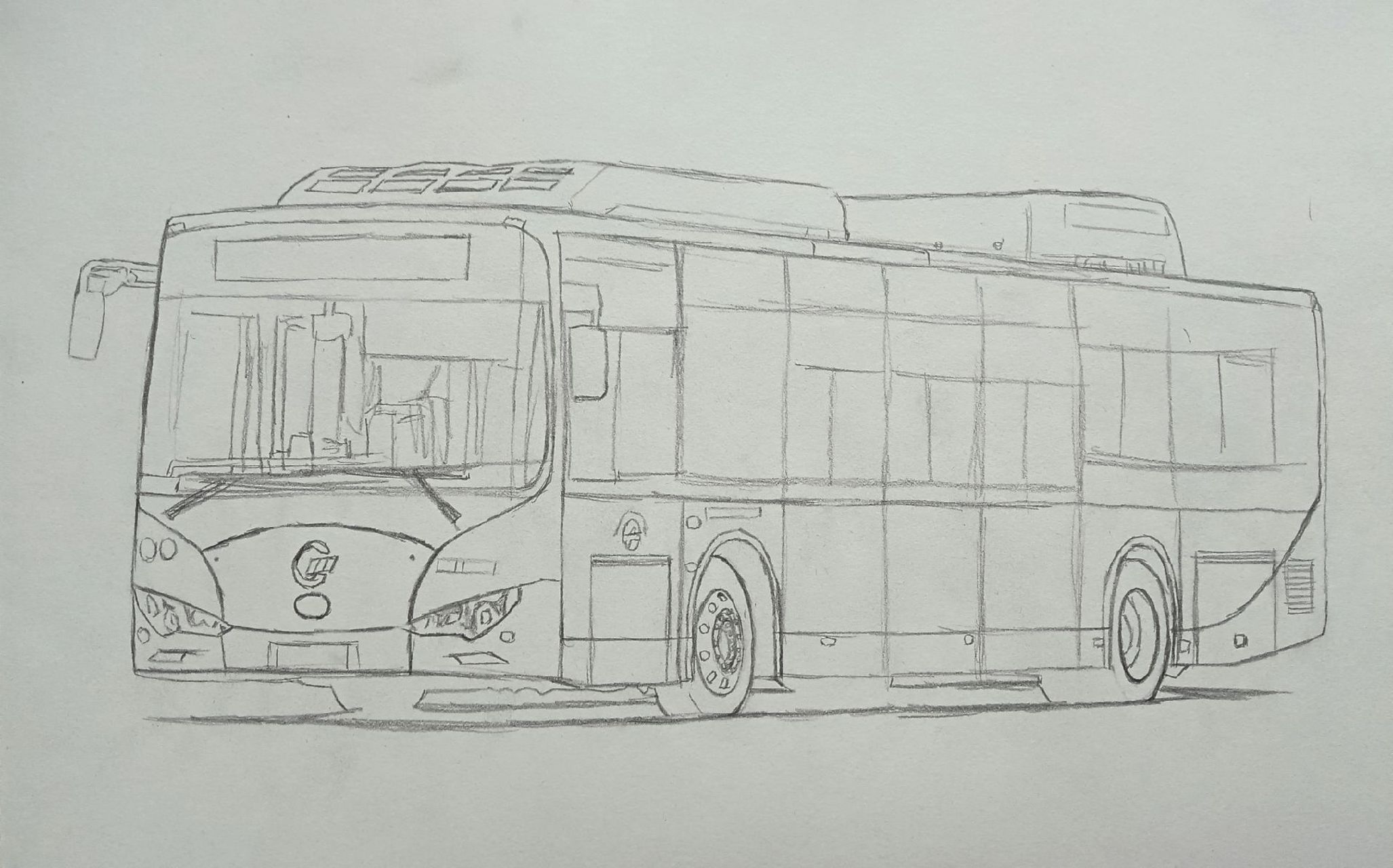 广州比亚迪k9a公交车手绘.