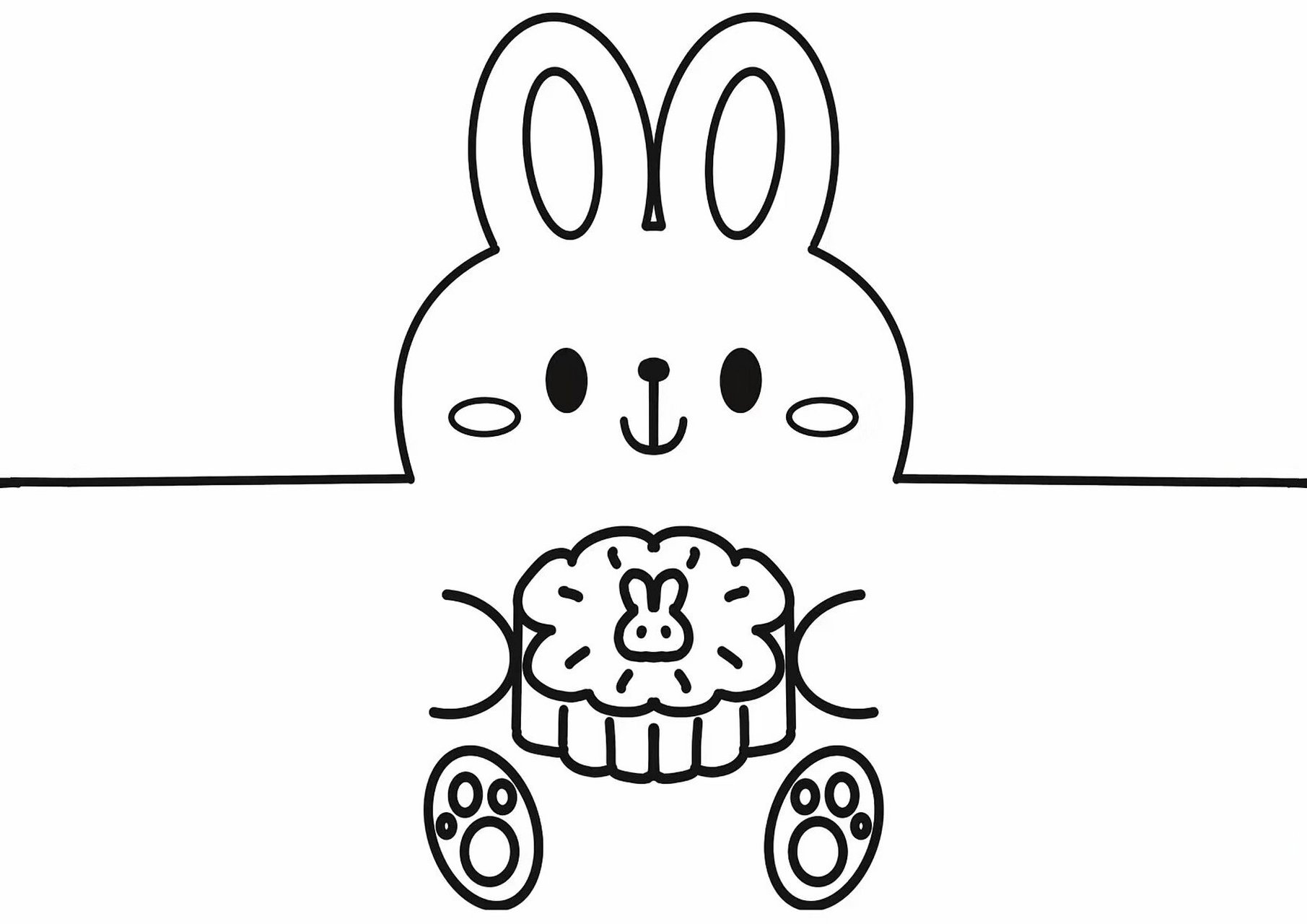 幼儿园中秋节 手工涂色画素材可打印