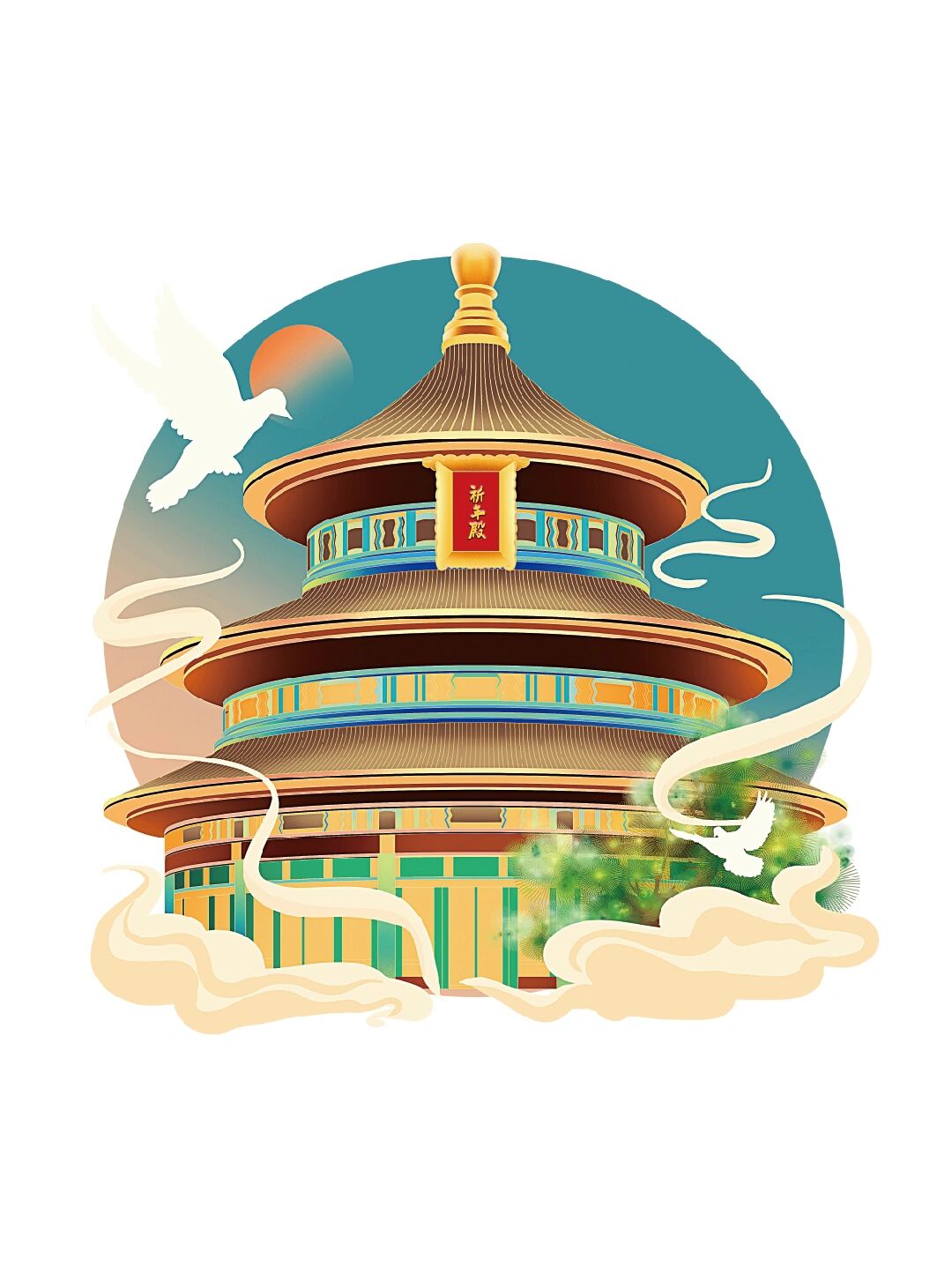 古风建筑宝塔插画素材唯美分享 国风国风,现在的流行风,经典永不过时