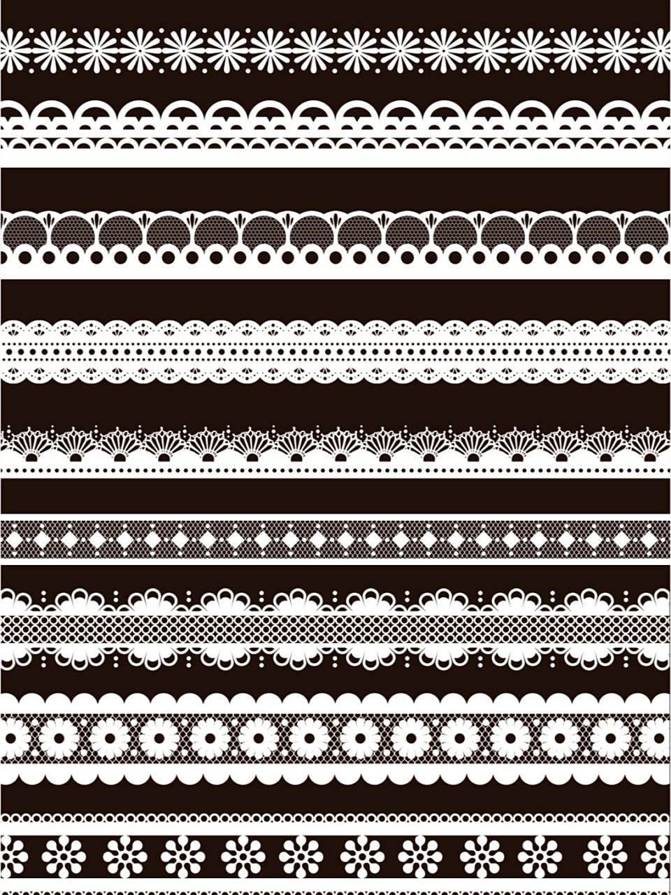 透明免抠png背景ps图案 一组透明免抠的蕾丝花边手账设计,海报设计