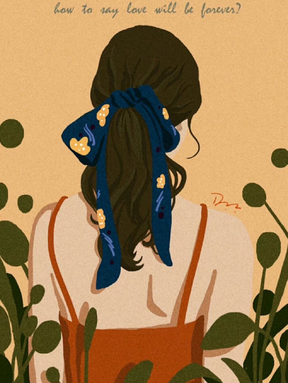 女生背影壁纸图片插画 图片来自网络侵删