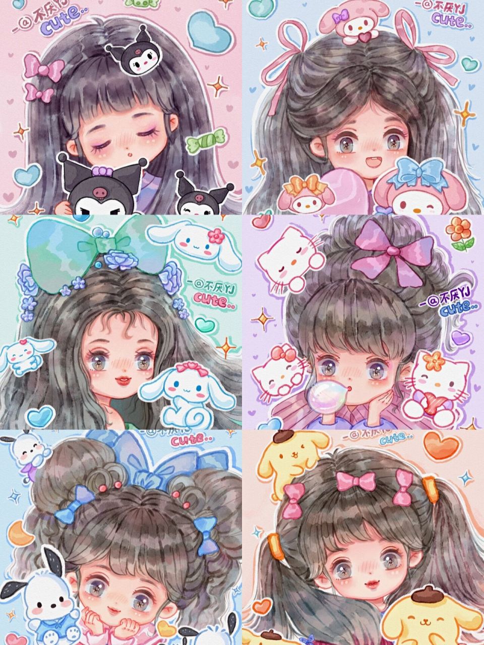 q版头像六宫格/三丽鸥 每一只都很喜欢!