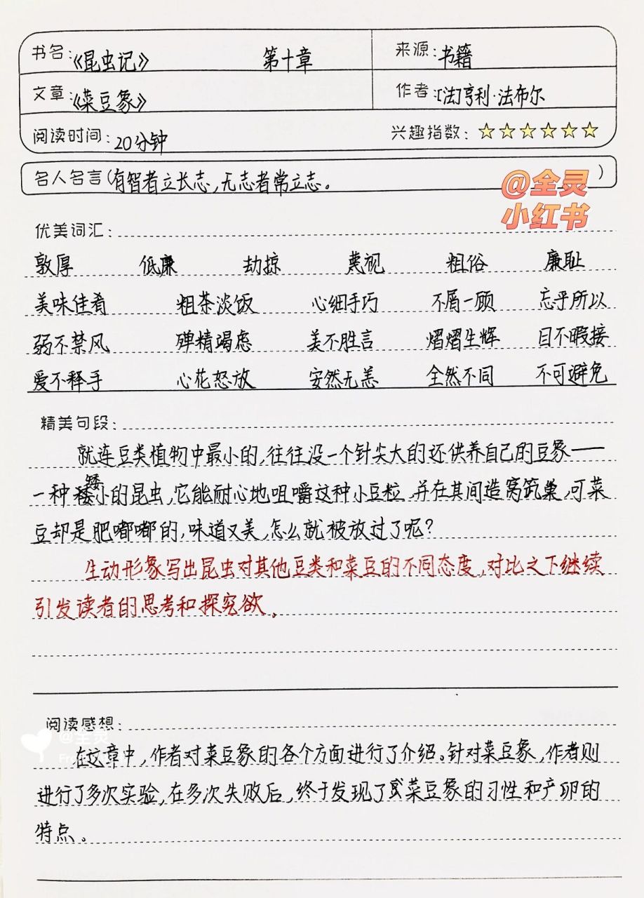 《昆虫记》读书笔记 | 第十章《菜豆象》 03全灵同款文具和图书95