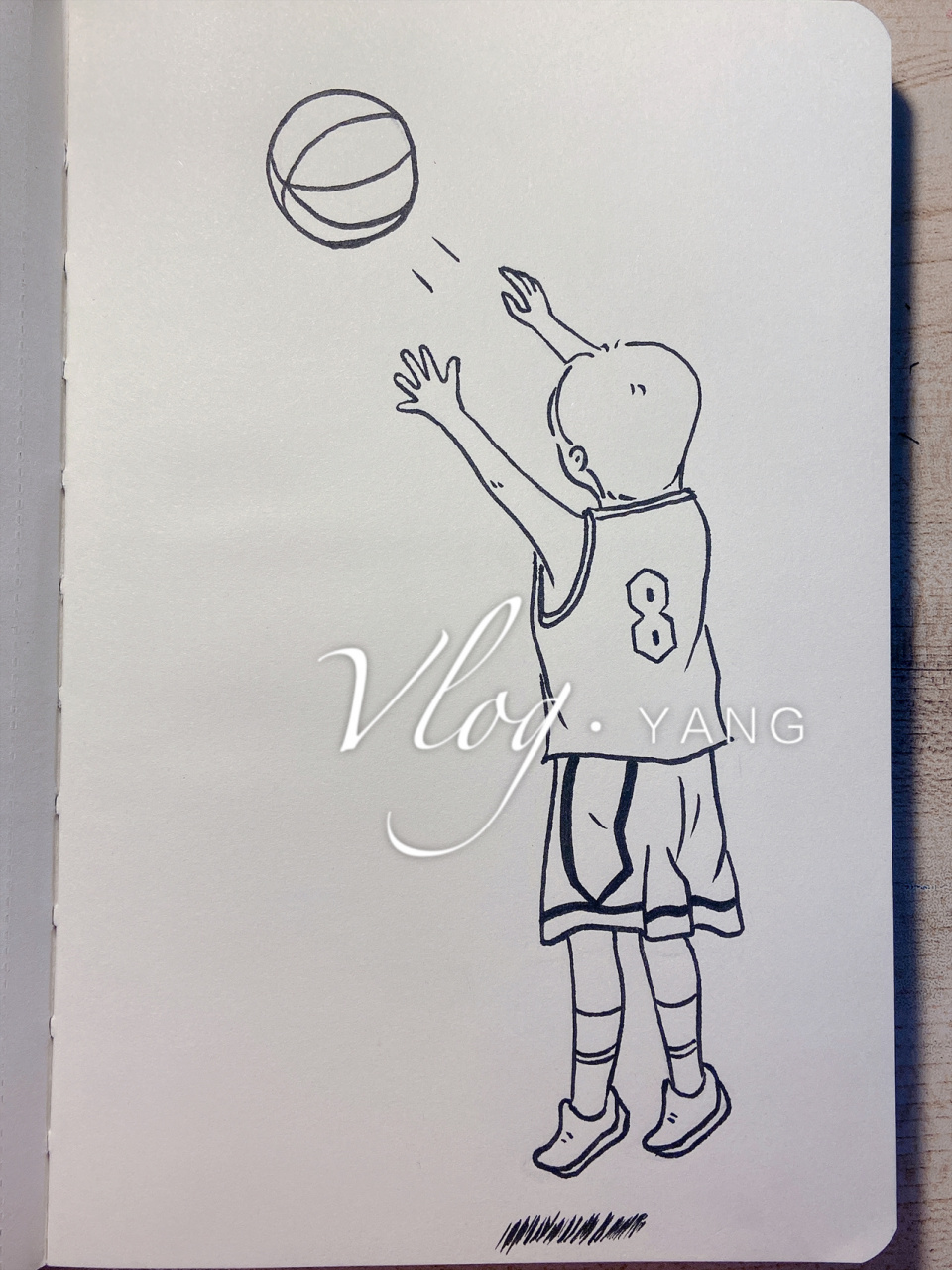 投篮球简笔画男孩图片