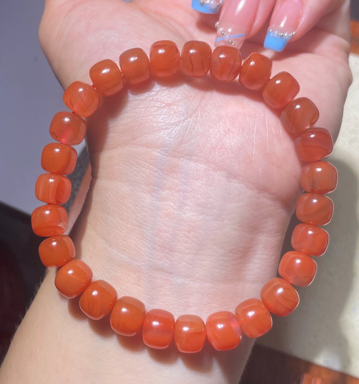 天然川料冰飘南红手串 8.