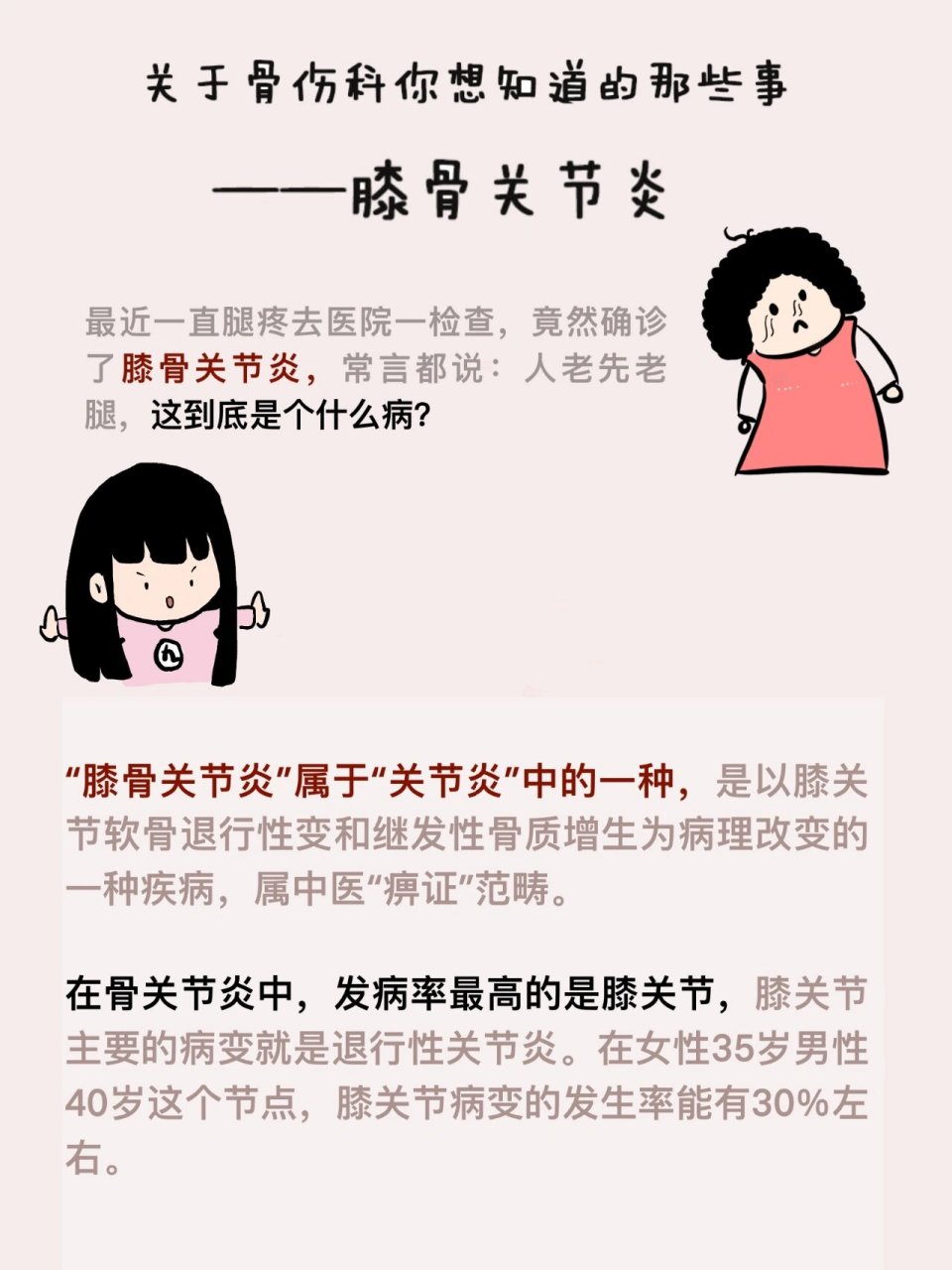 关于骨伤科你想知道的那些事——膝骨关节炎 6015现在有很多年轻