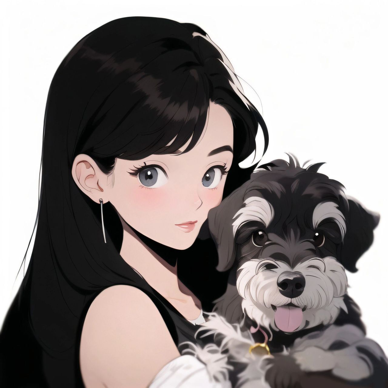 宠物头像|甜美小姐姐抱着爱犬雪纳瑞 旧漫头像雪纳瑞,有多少雪纳瑞