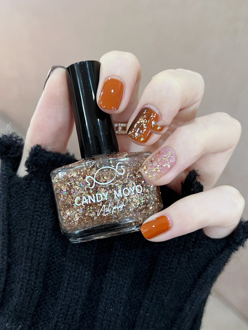 南瓜77棕咖9908秋冬显白金箔跳色美甲 7415candymoyo油性