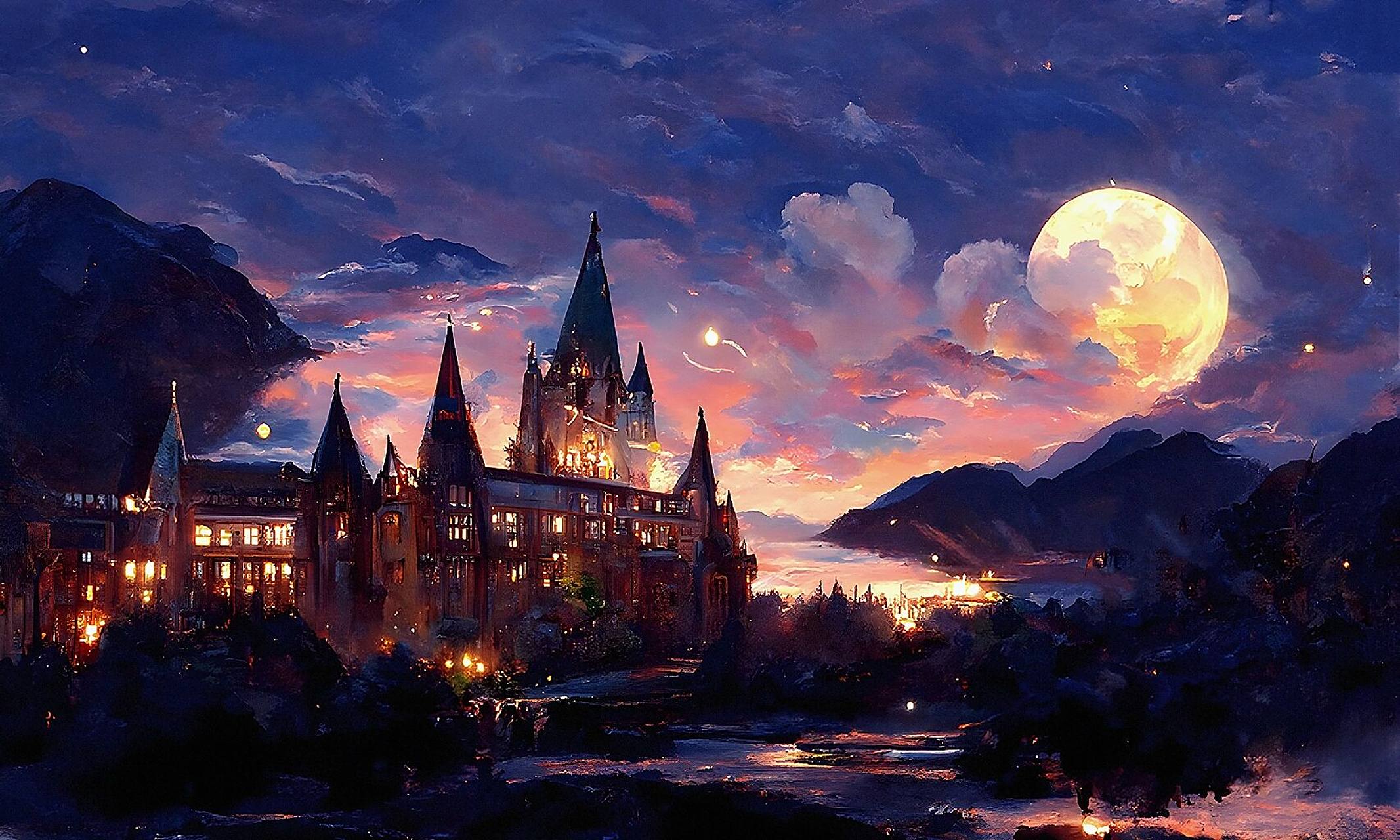 今夜霍格沃茨的月色很美,超适合做壁纸99 海底月是天上月99眼前人