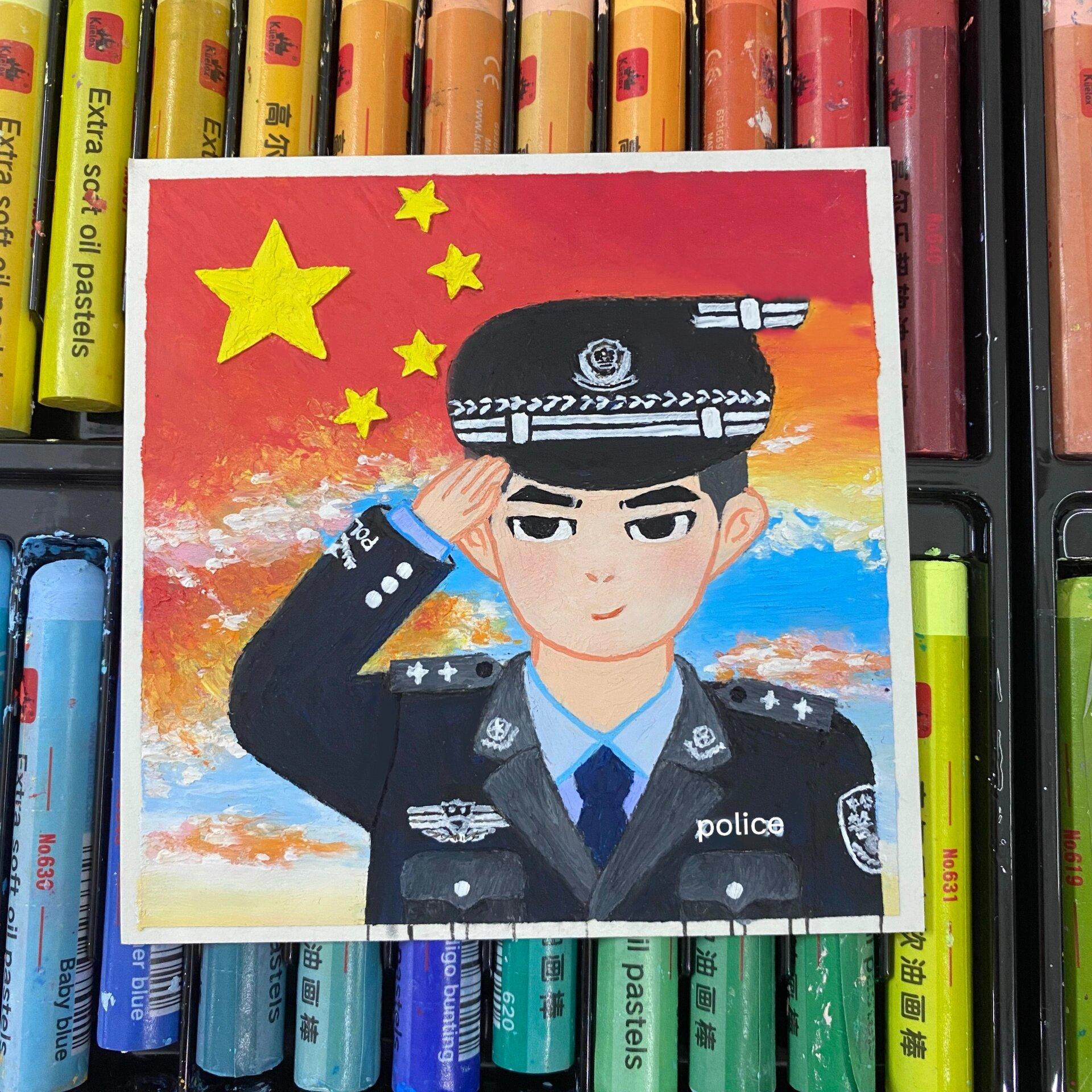 绘画警察叔叔图片