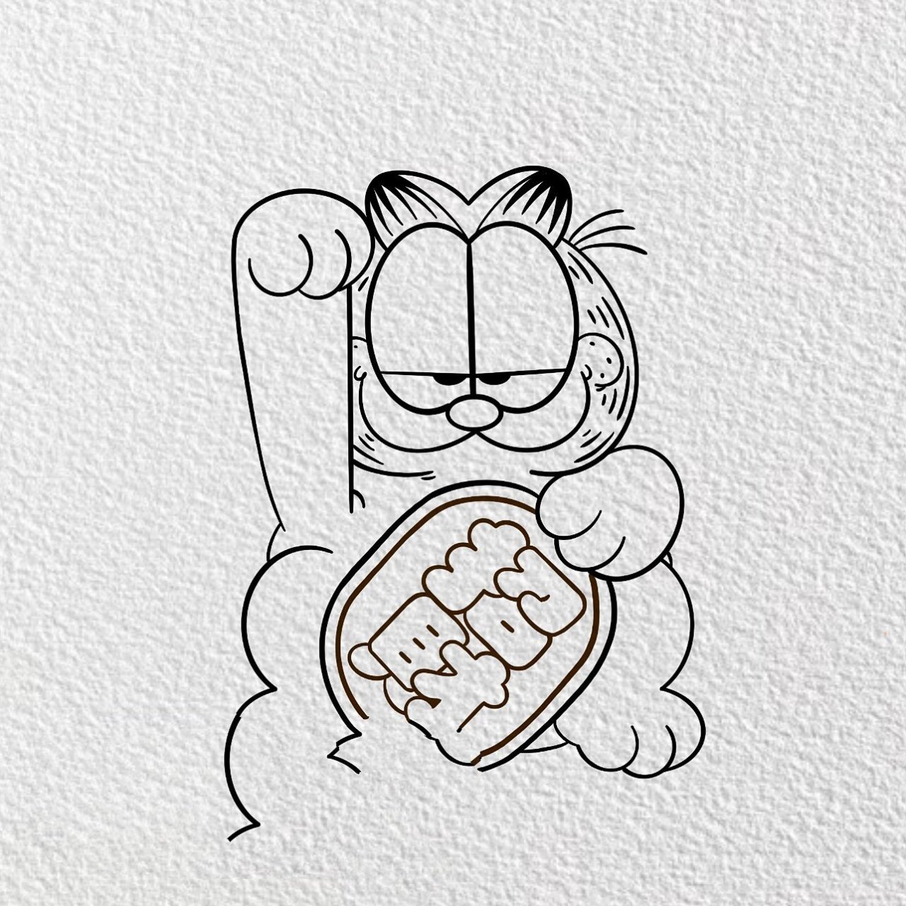 加菲猫简笔画 素描图片
