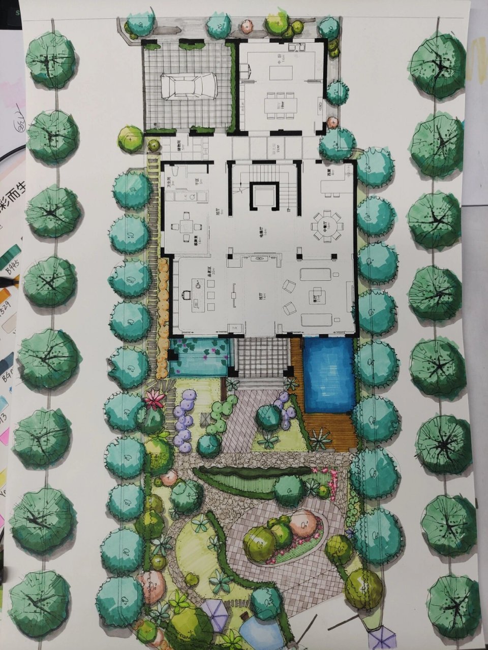 气泡图 景观设计 别墅庭院 这次的景观课程小作业,设计一个别墅的景观