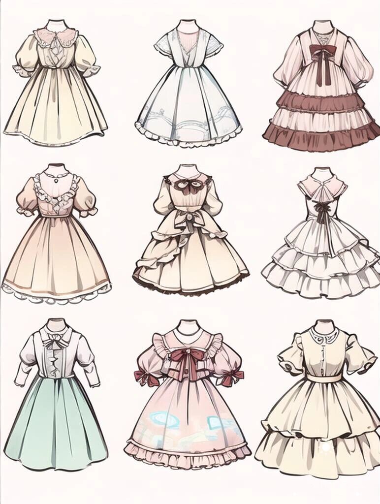 服装设计|洛丽塔甜美可爱连衣裙款式效果图