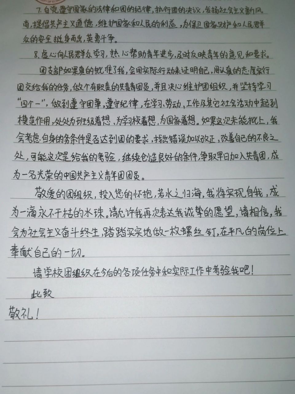入团申请书 抄了好久啊真是