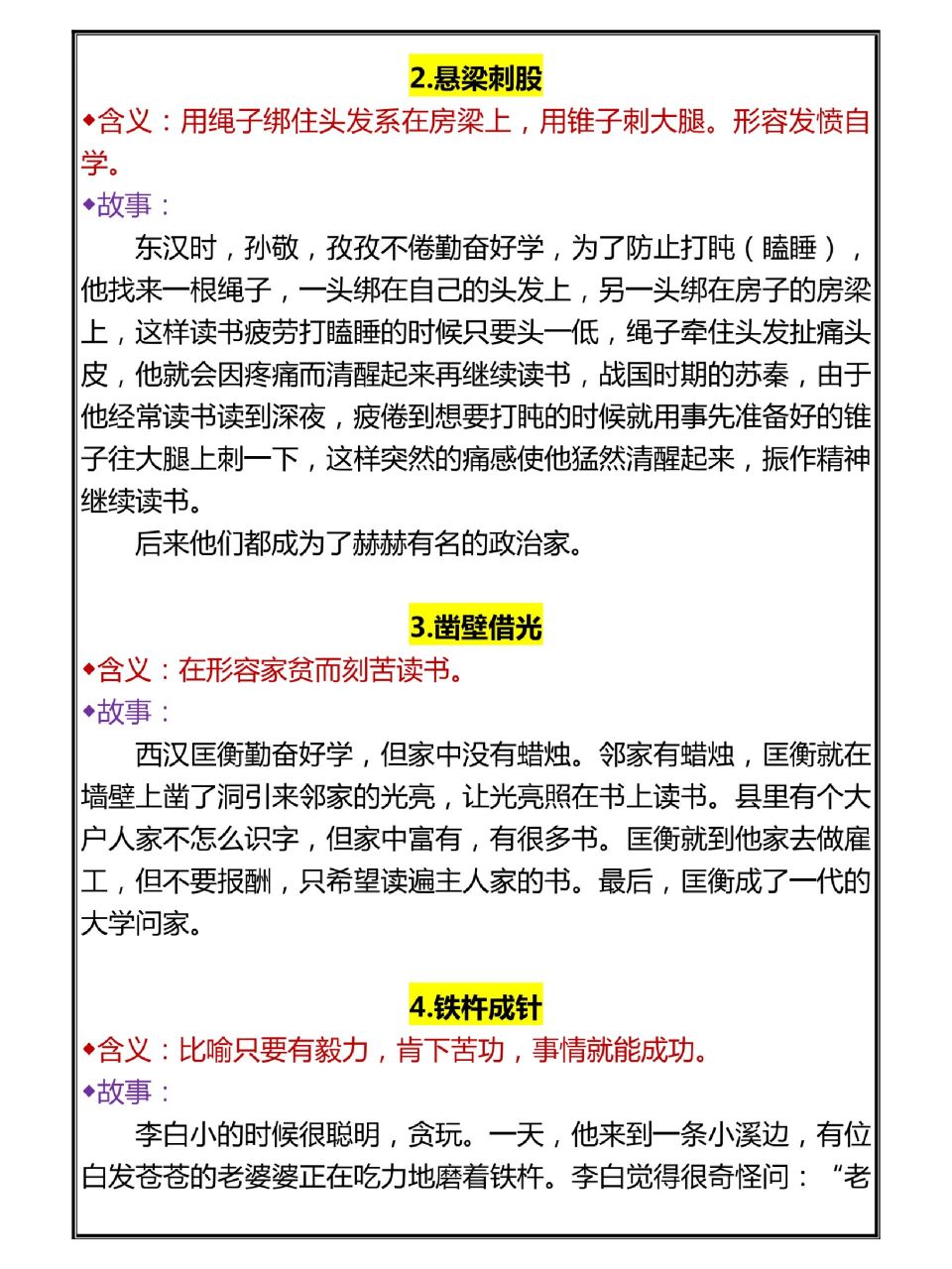 四年级下册语文园地六,古人求学故事成语