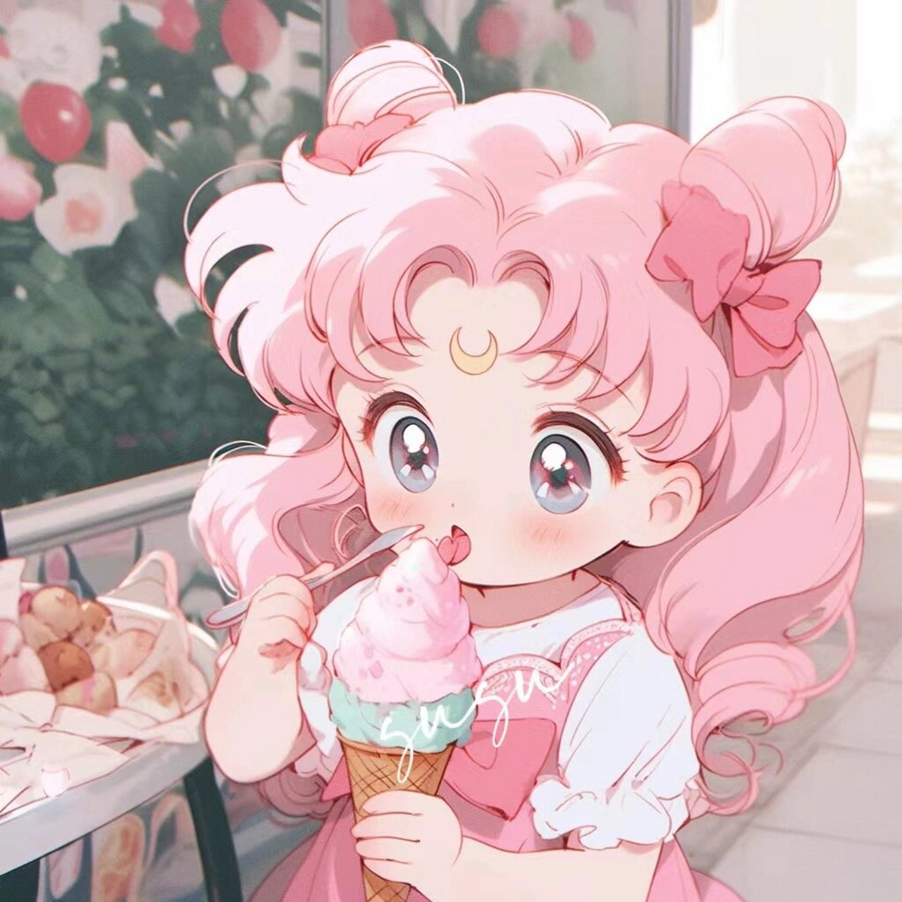 治愈系列丨又粉又可爱的女生头像 粉粉嫩嫩的女生头像吃这冰淇淋,太