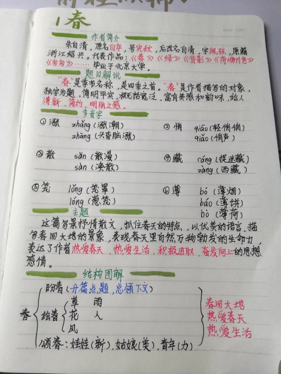 《春》预习笔记7815 我也来内卷啦 #预习笔记# #语文笔记# #春