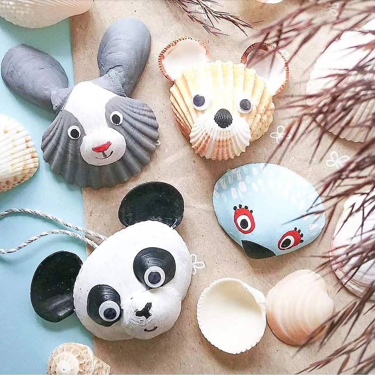 贝壳手工diy创意 吃完花甲扇贝不要扔 画一画就可以做成可爱的小动物