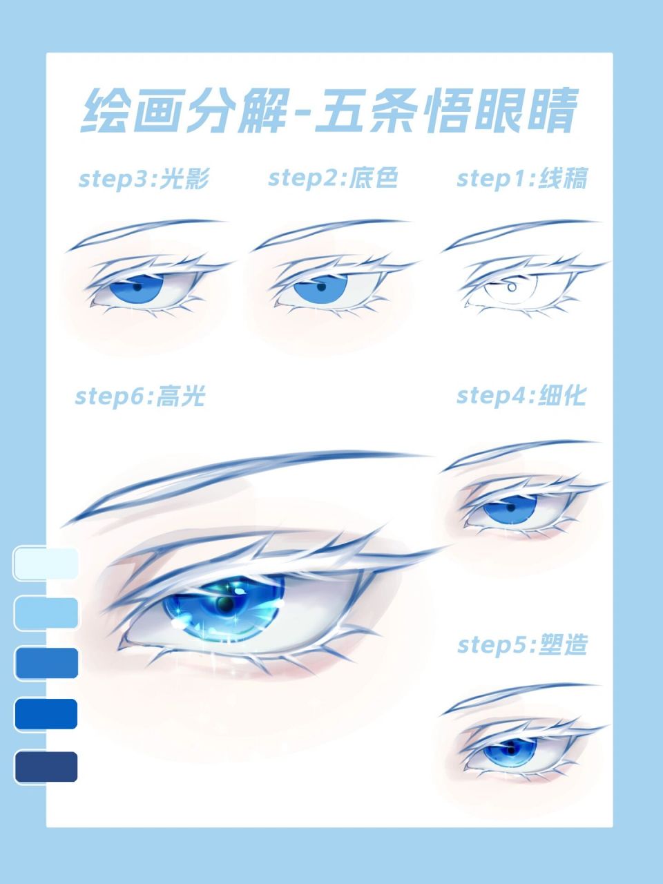 【板绘教程】安排最帅的五条悟上场!  这眼睛谁看不迷糊啊?