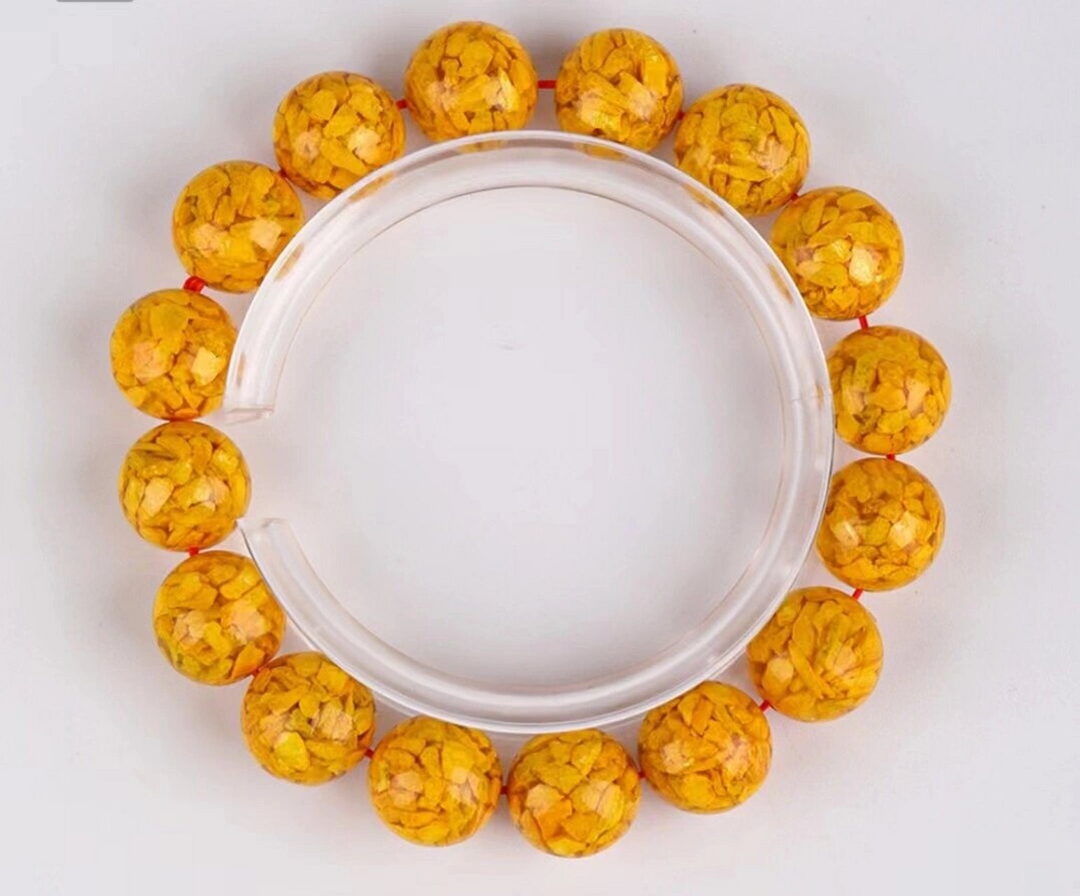 水晶雄黄手串 水晶雄黄原矿手串,8-12m高级琥珀胶原矿 雄黄 水晶10m