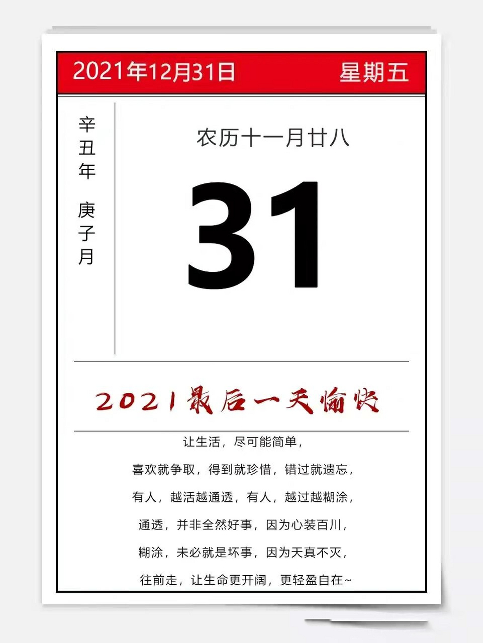 【保定天气】今天是2021年12月31日,星期五,农历辛丑年冬月廿八.