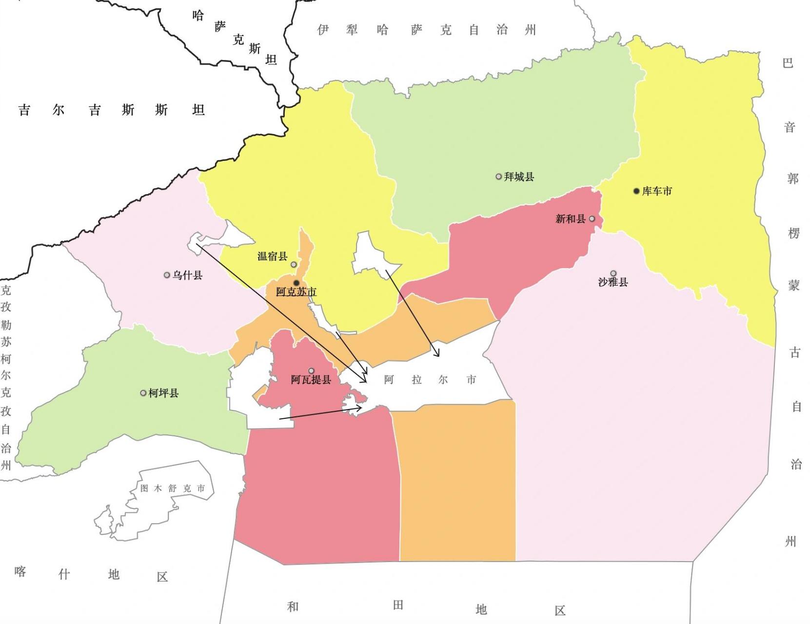 新疆各市州政区图(十):阿克苏地区 阿克苏地区总面积13.