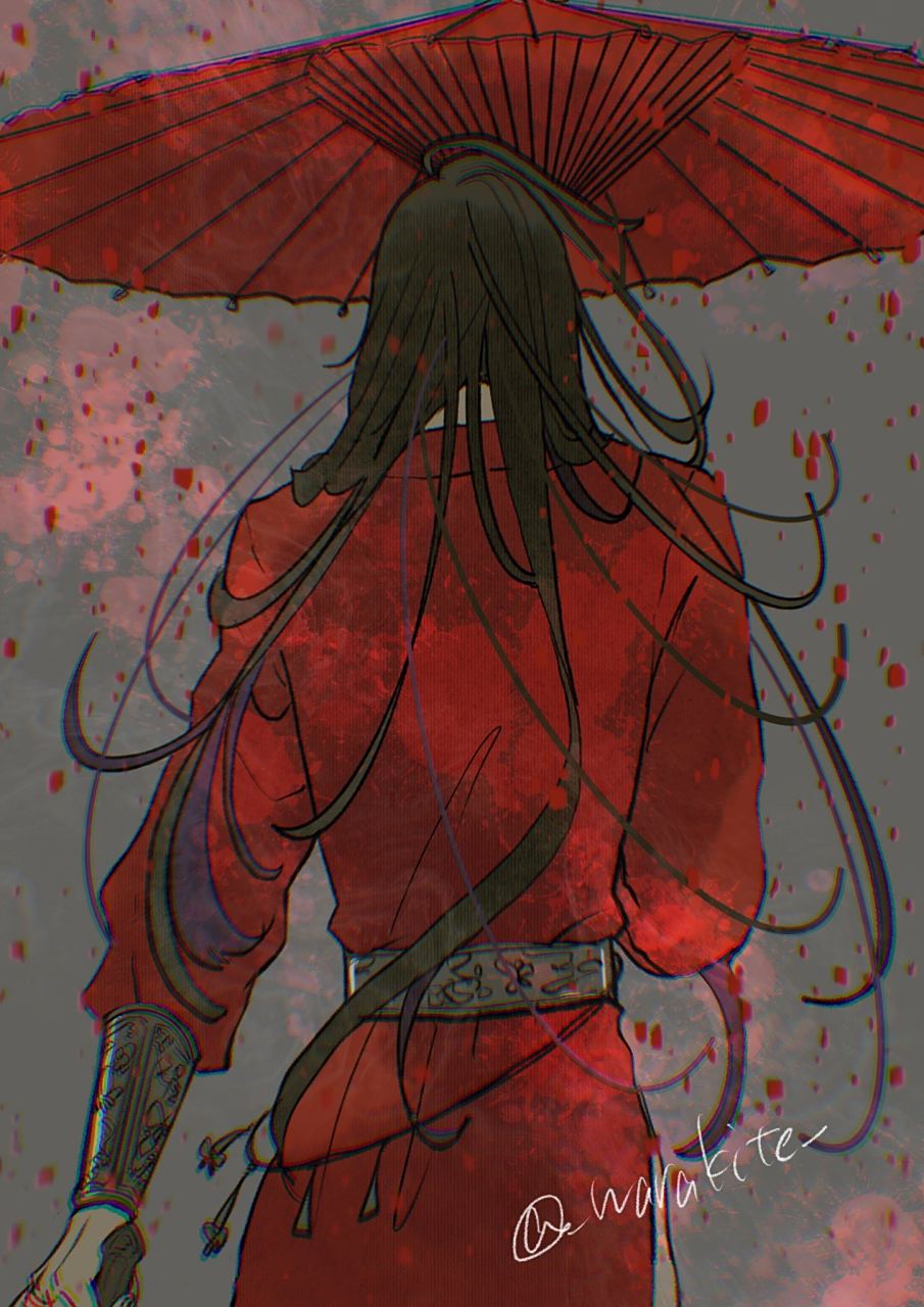 手持红伞,厄命弯刀,花城主背影太帅了 twi:_warakite