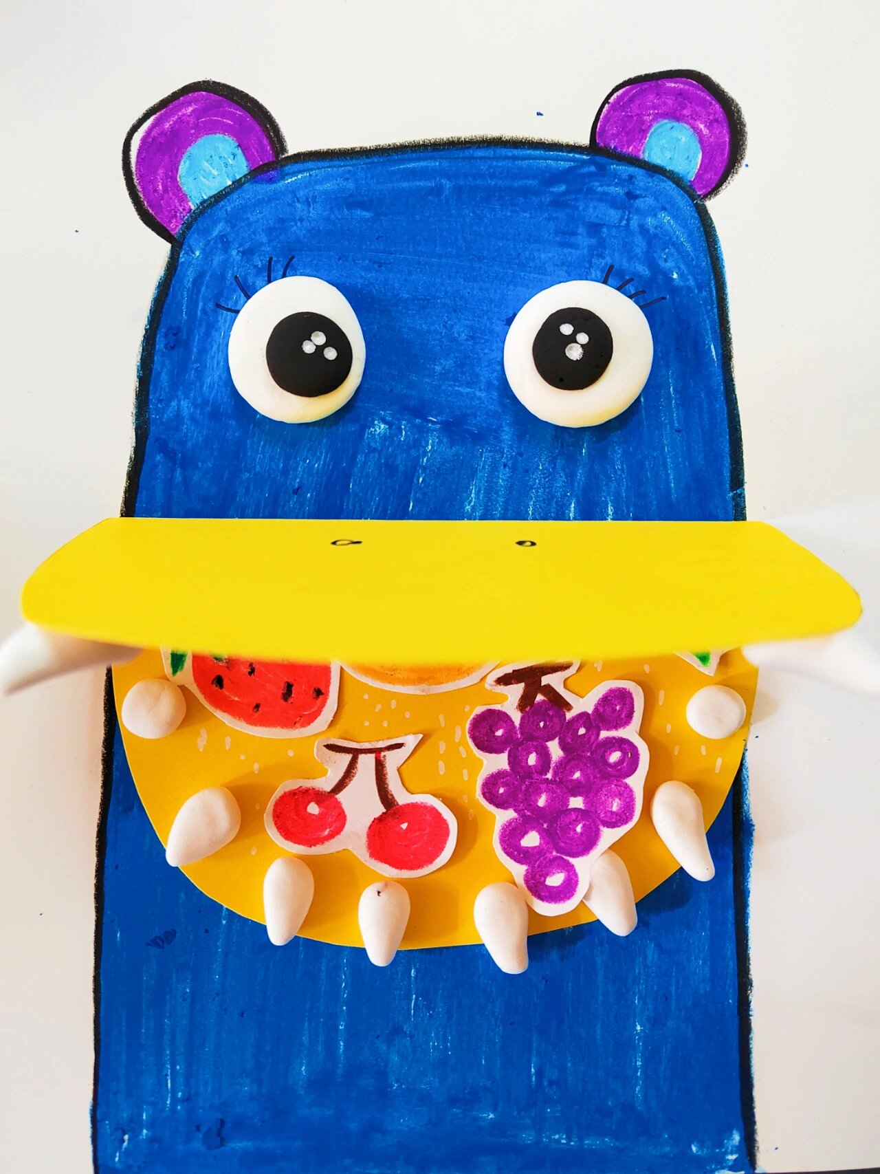 幼儿创意美术《贪吃的河马》 河马创意画