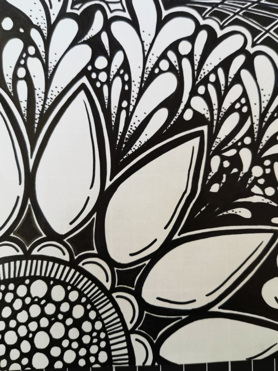 【春暖花开】黑白装饰画(内附过程图) 绘画工具:8k马克本 派通软头笔