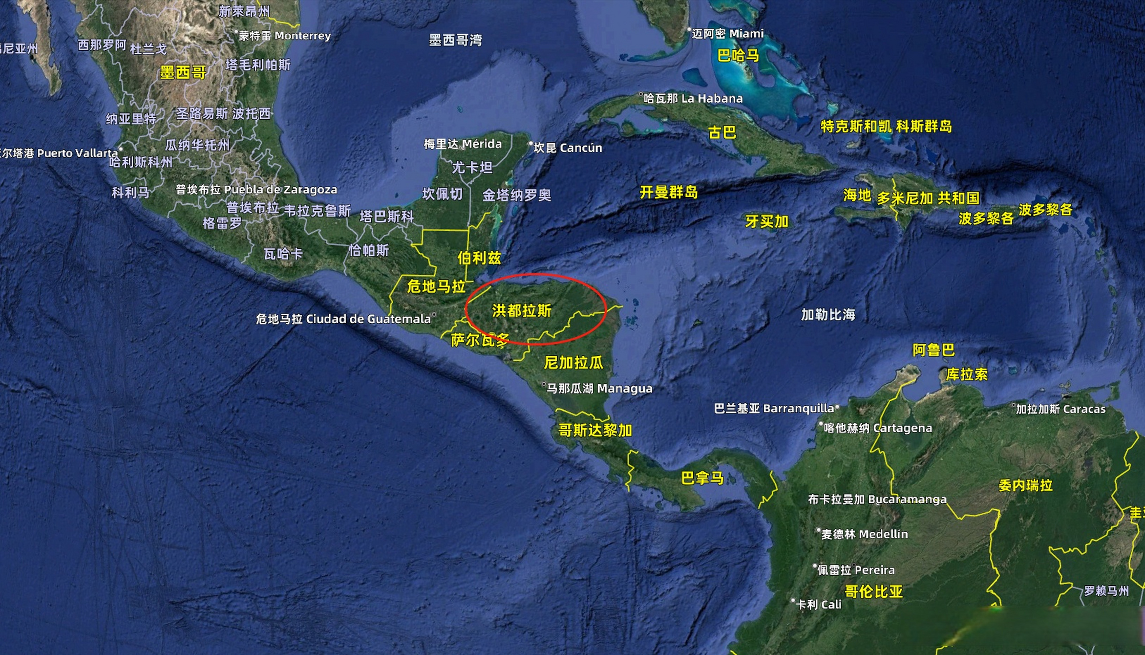 洪都拉斯地图位置图片