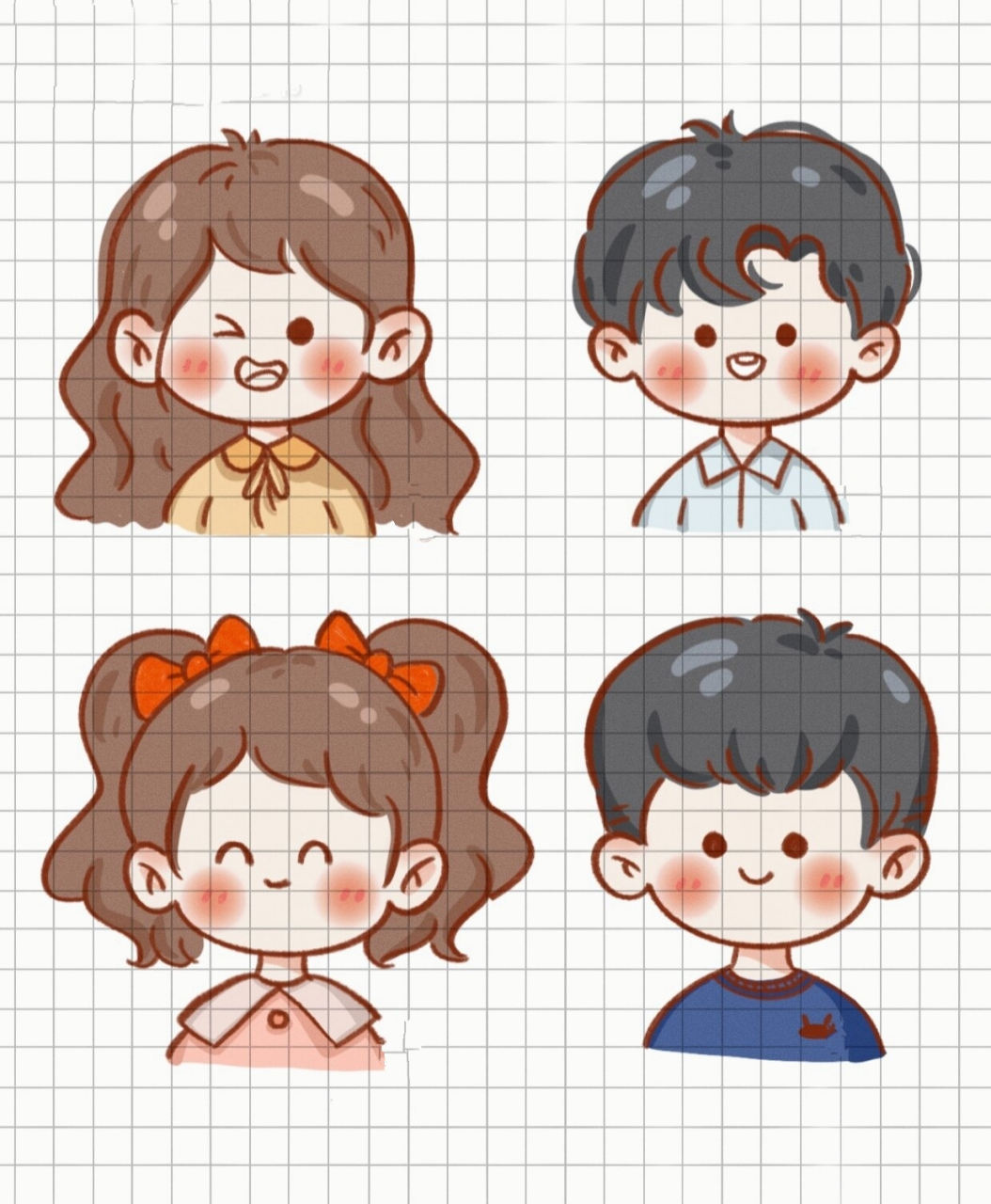 简笔画|简单人物小头像情侣男女可爱卡通  你有过这样的热爱吗 它是