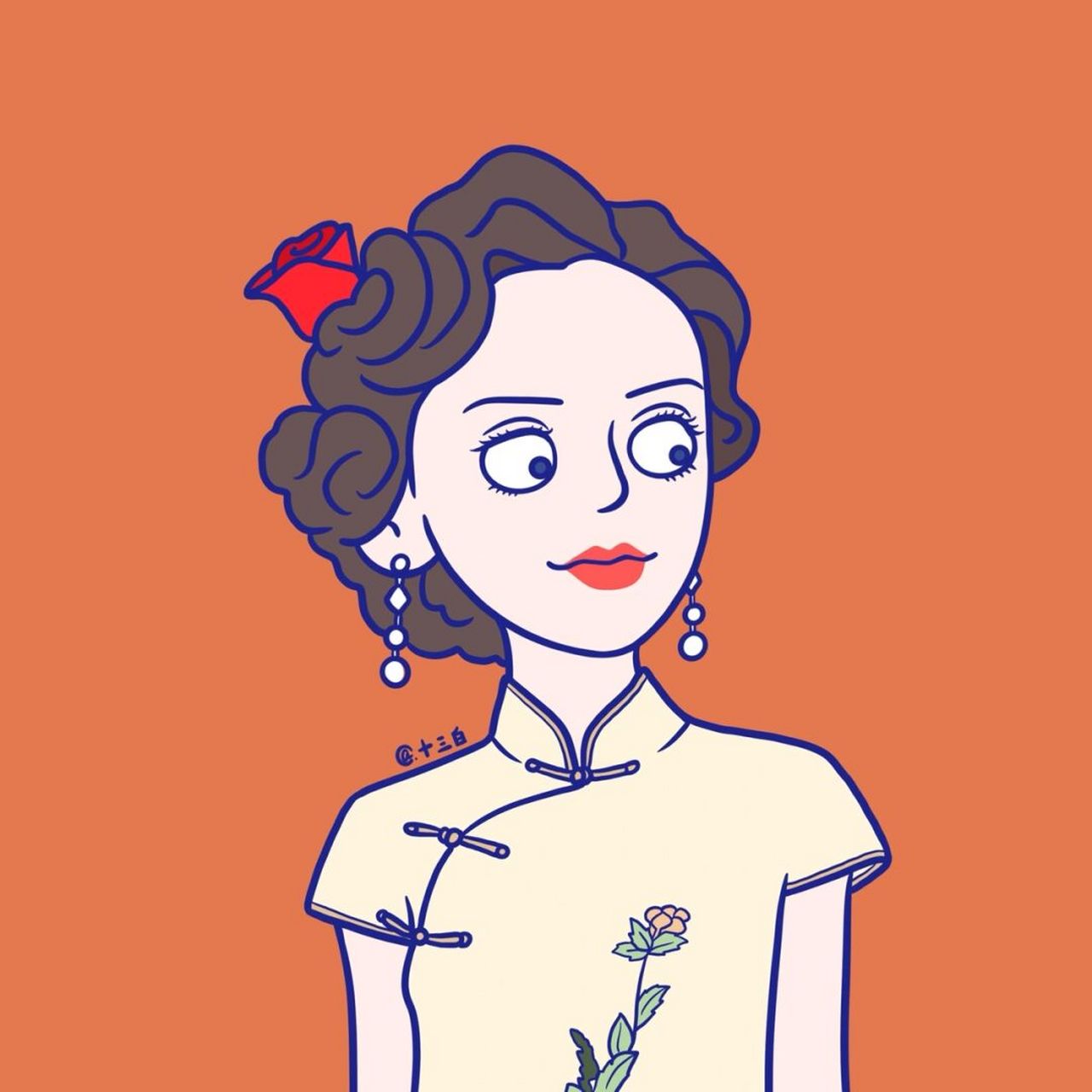 第二组旗袍美人,比较难猜哦95 手绘头像 旗袍 女星 #我是原创插画师