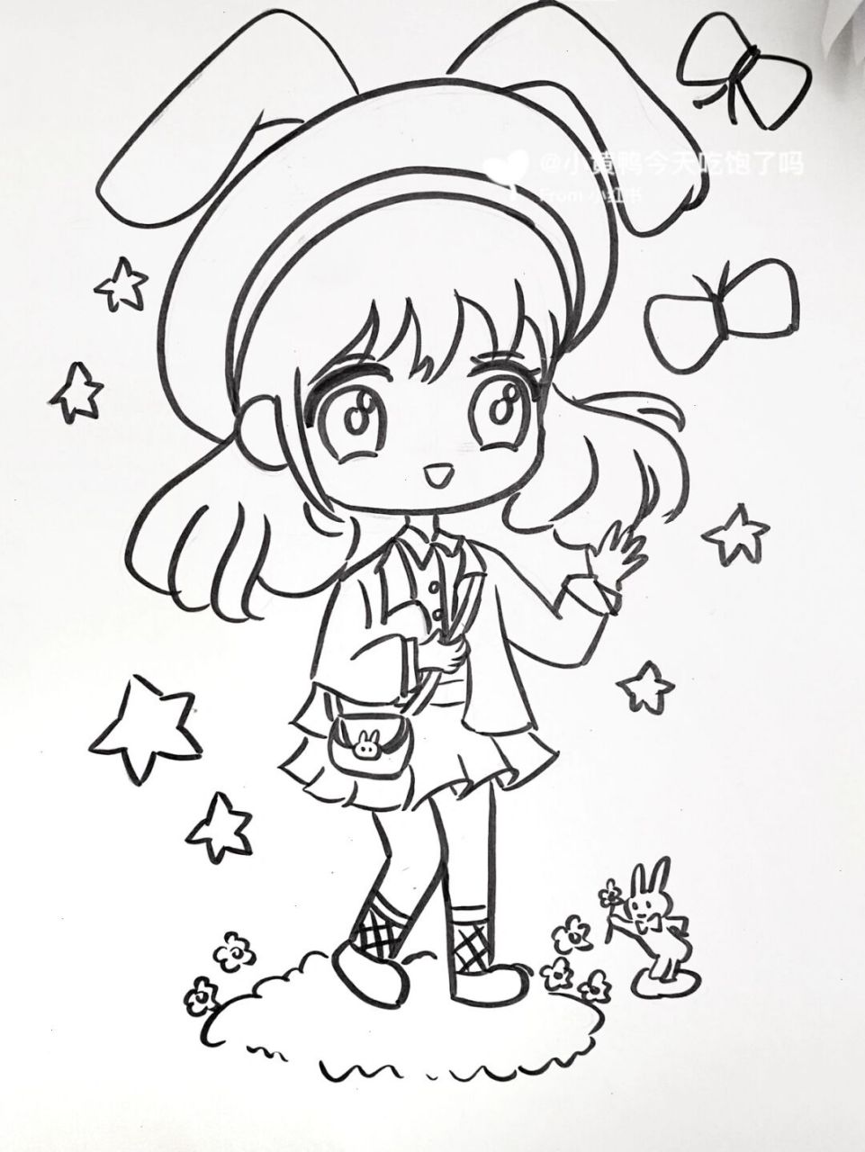 动漫女生 #卡通画# #马克笔# #儿童画# #动漫# #动漫女生##动漫走路