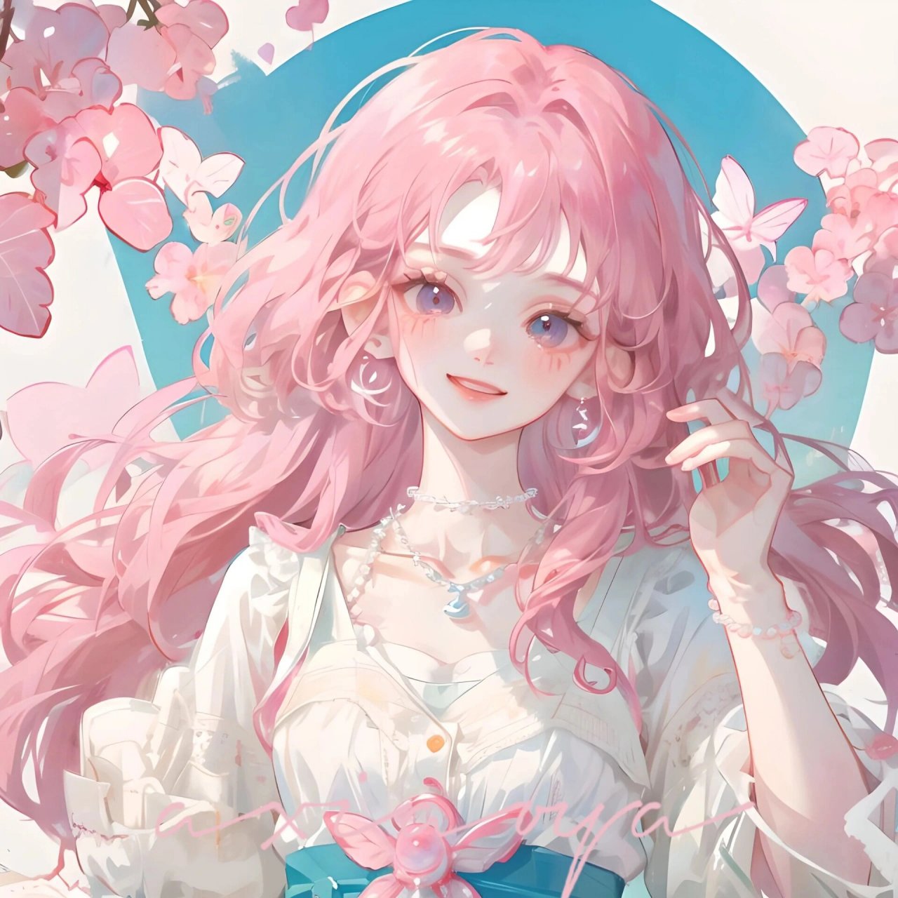 粉色系女生动漫头像 原创阿潇ya 不喜勿喷 不是原创 原创作者是阿潇ya