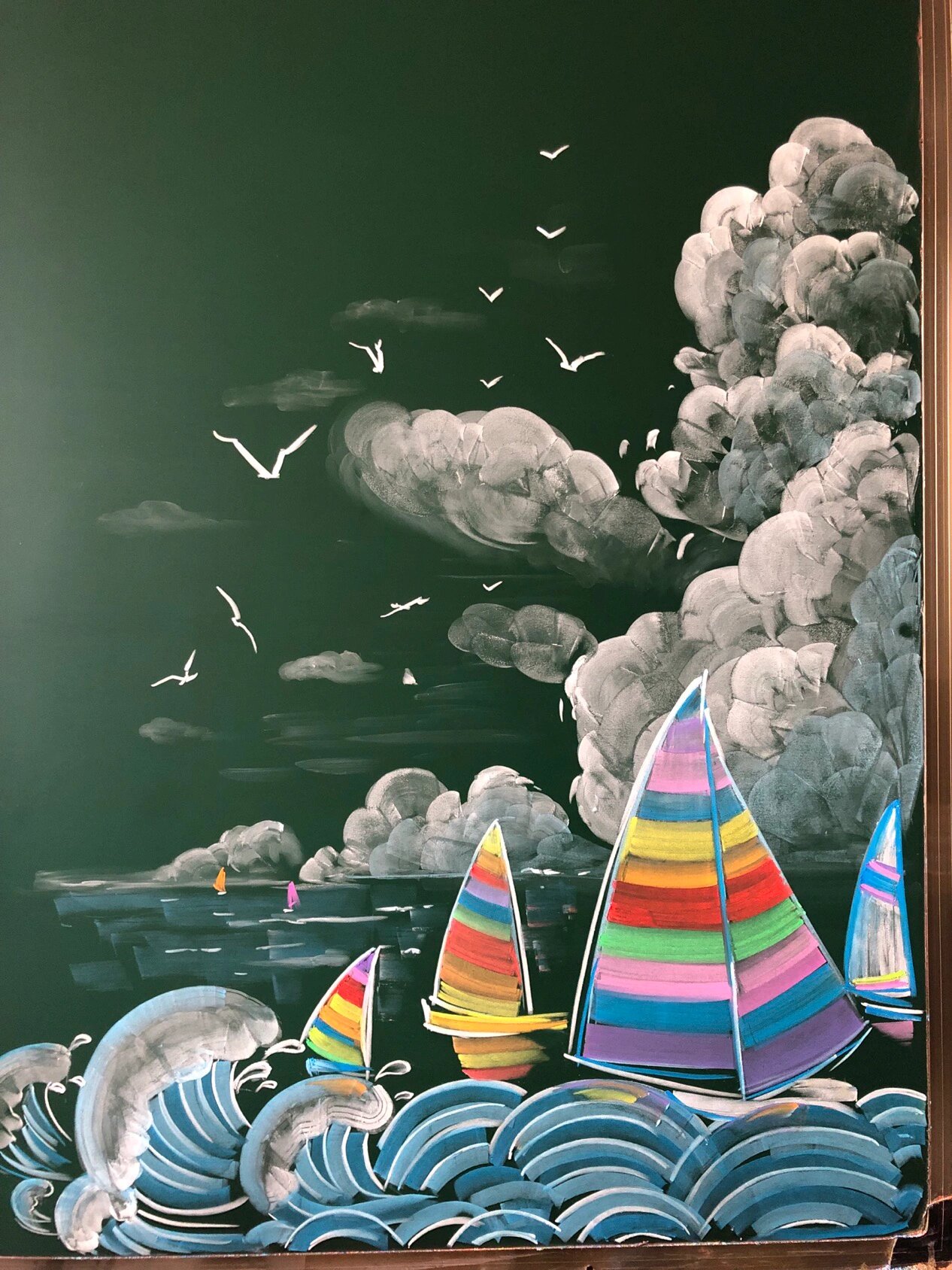 粉笔画一黑板报插图