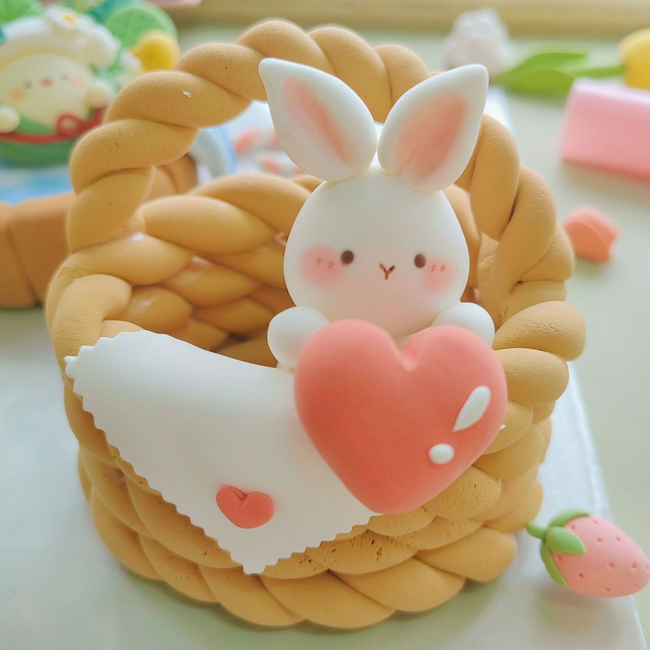 超轻粘土手作🍊丨‼️水果橘子小花篮🍰 近期手工日常 是谁家