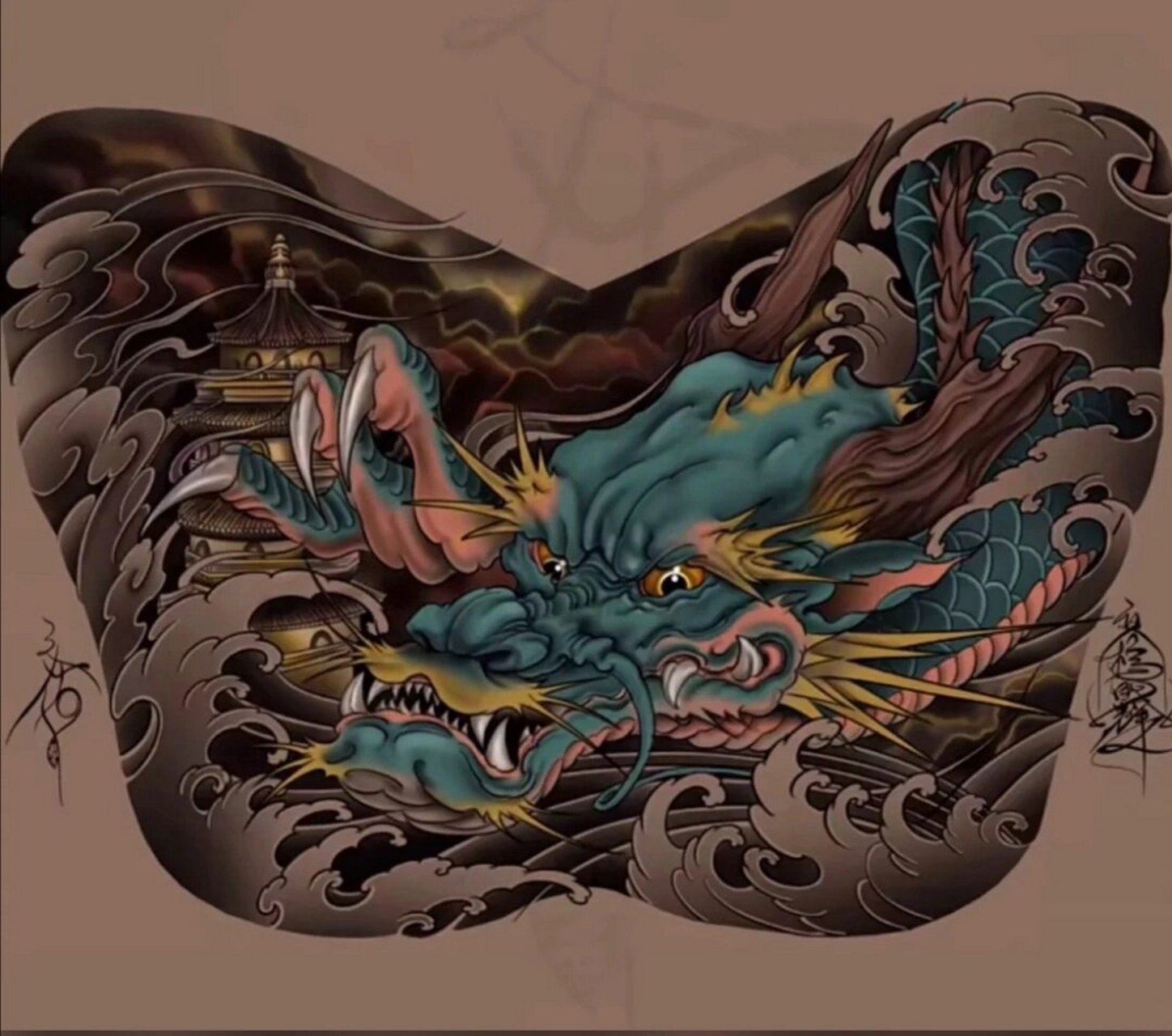 花胸纹身手稿.最新花胸刺青图案    好看的花胸纹身手稿图集