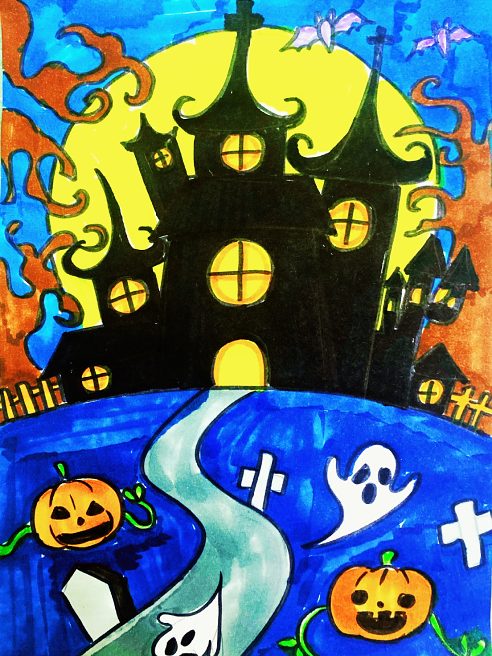 儿童画 课件名称:《万圣节》 适合年龄:6-8岁 课件素材:南瓜99城堡